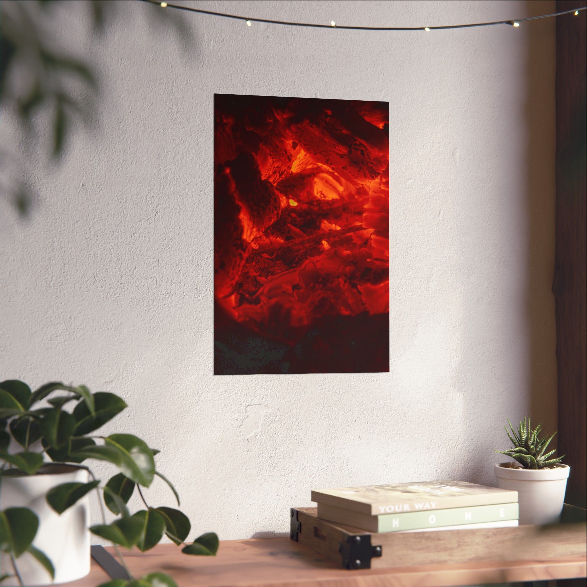 Molten Ember Matte Vertical Poster — Fiery Red Abstract Wall Art