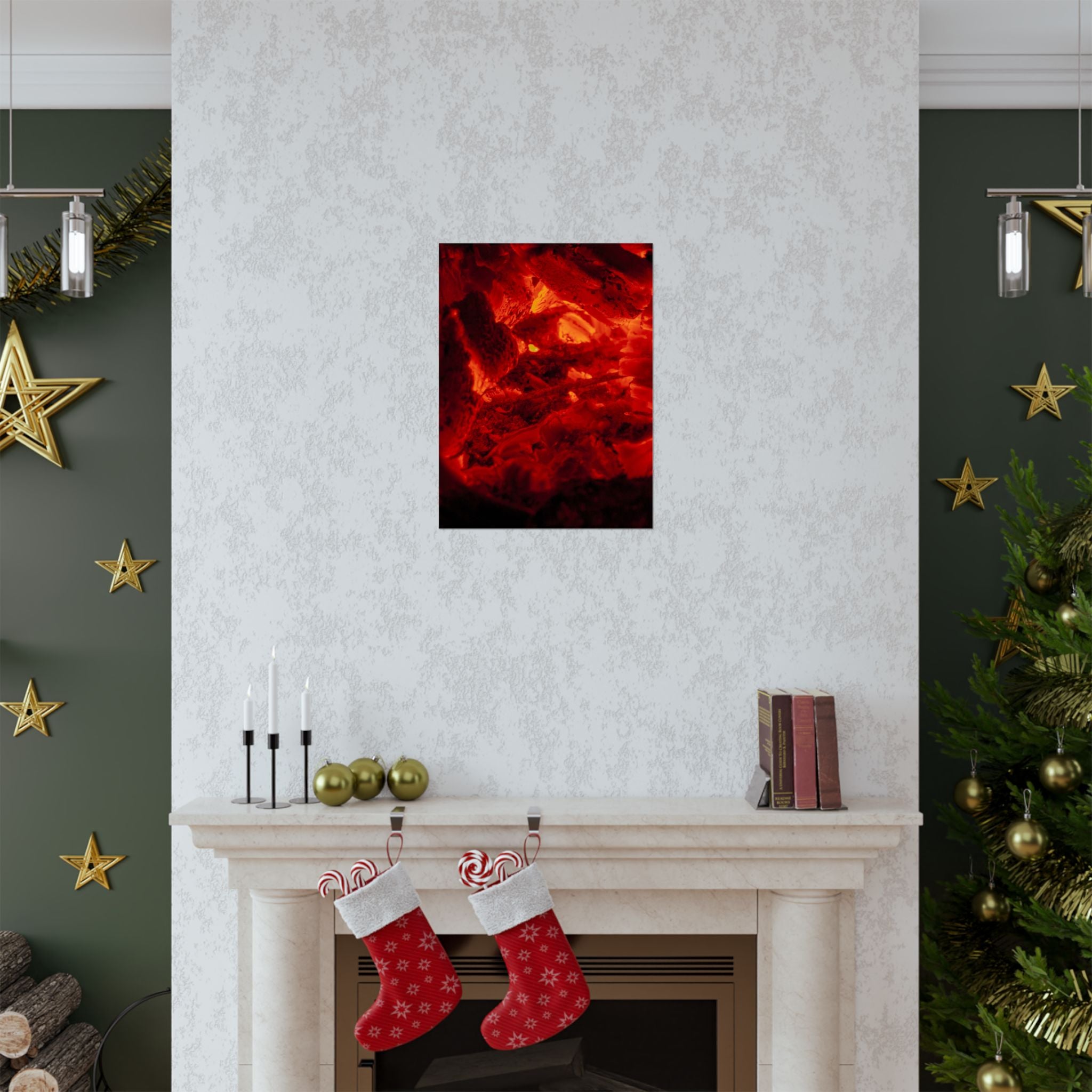 Molten Ember Matte Vertical Poster — Fiery Red Abstract Wall Art