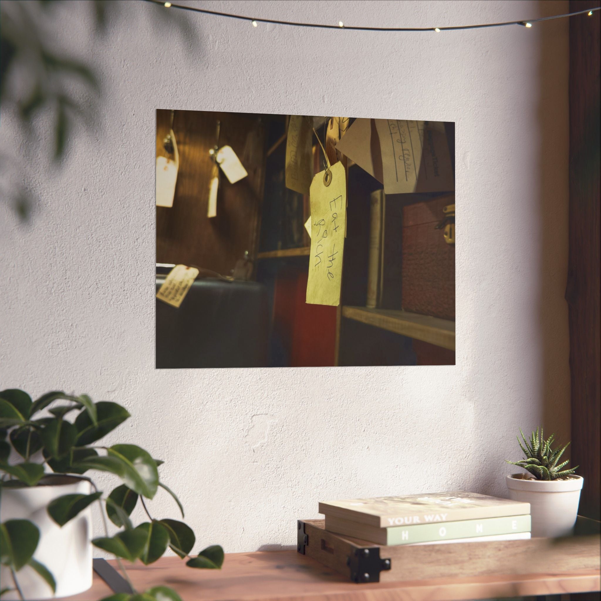Vintage Luggage Tag Photo Poster (Eat The Rich) — Matte Horizontal Wall Art