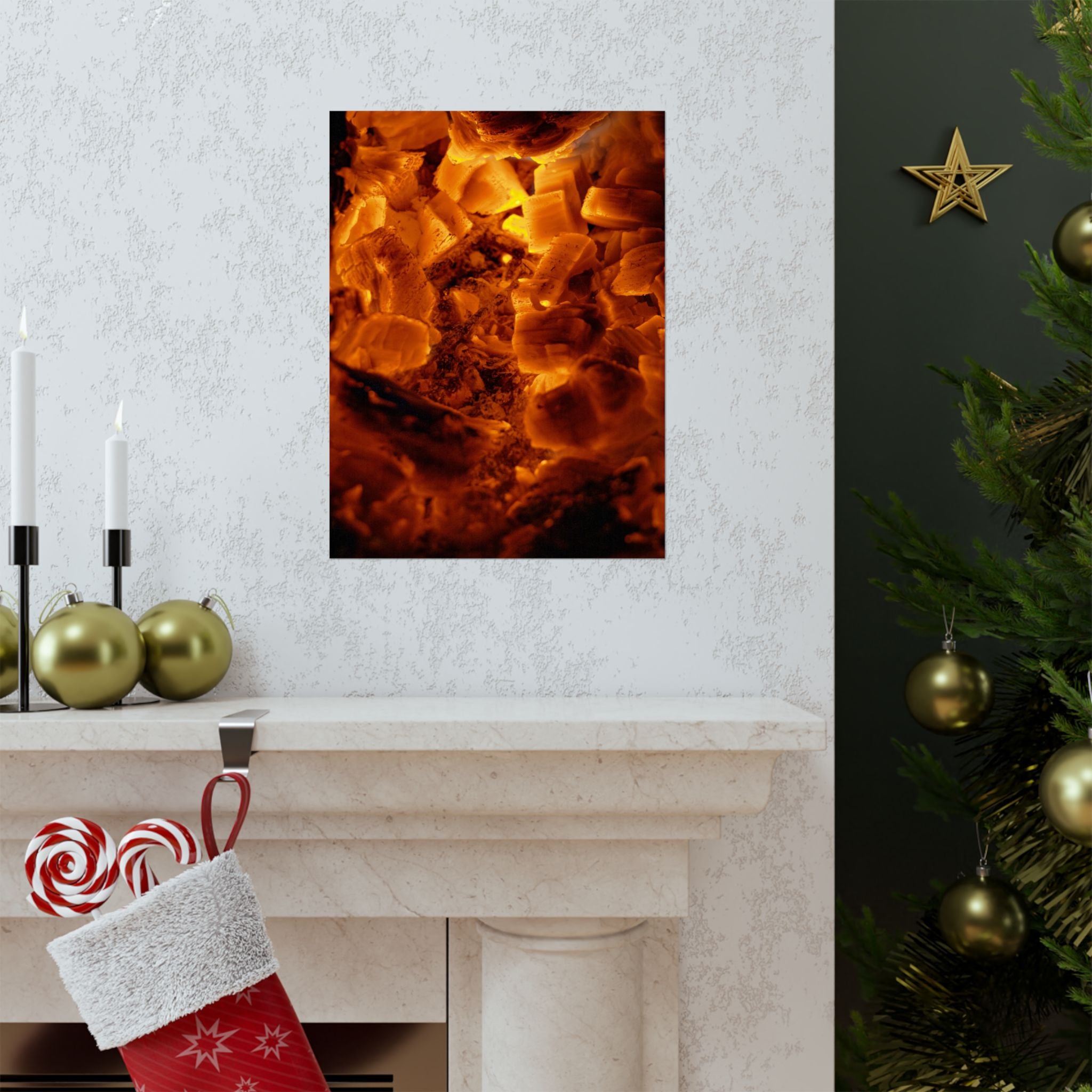Embers Close-Up Matte Poster — Fiery Abstract Wall Art
