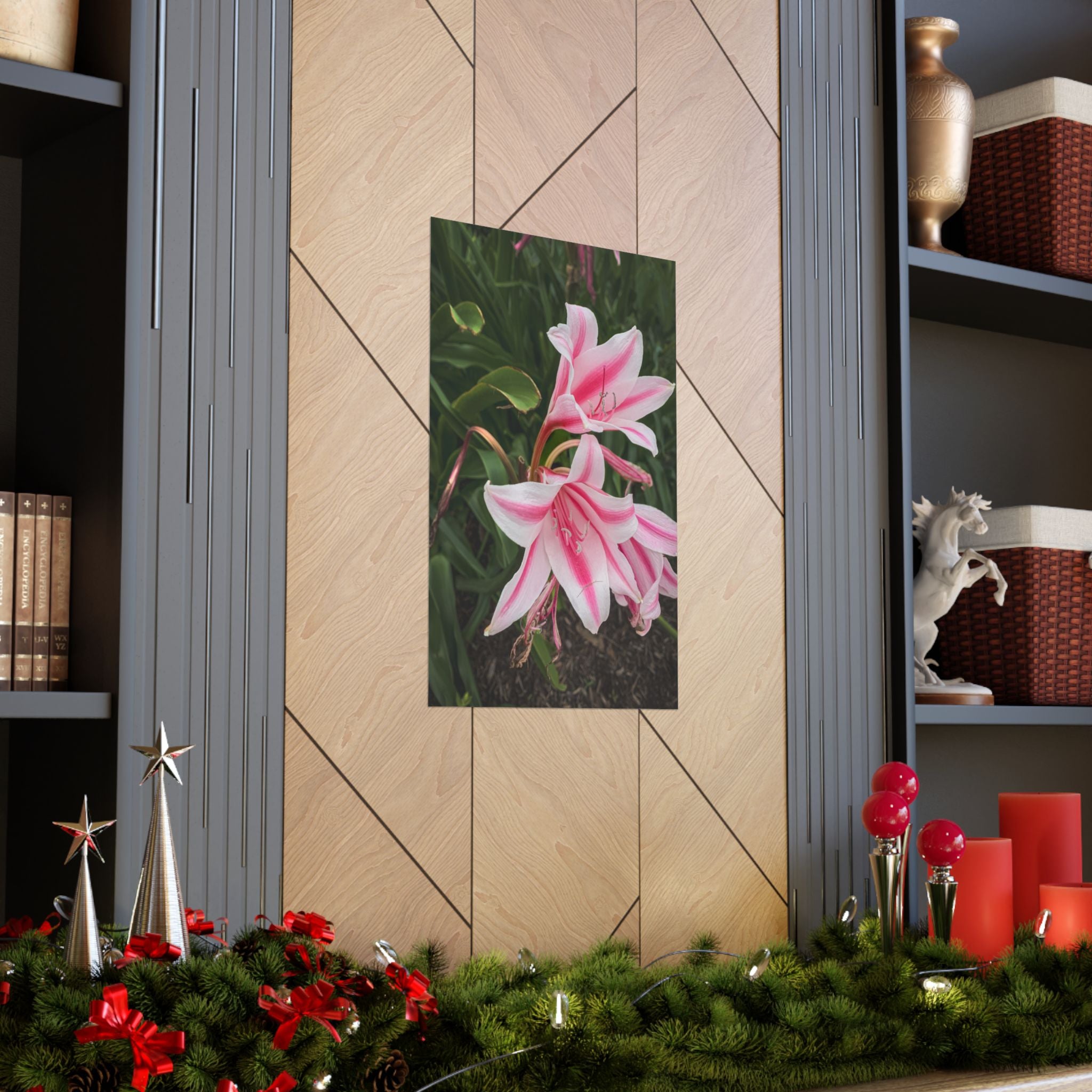 Pink Lily Botanical Matte Poster — Vertical Floral Wall Art