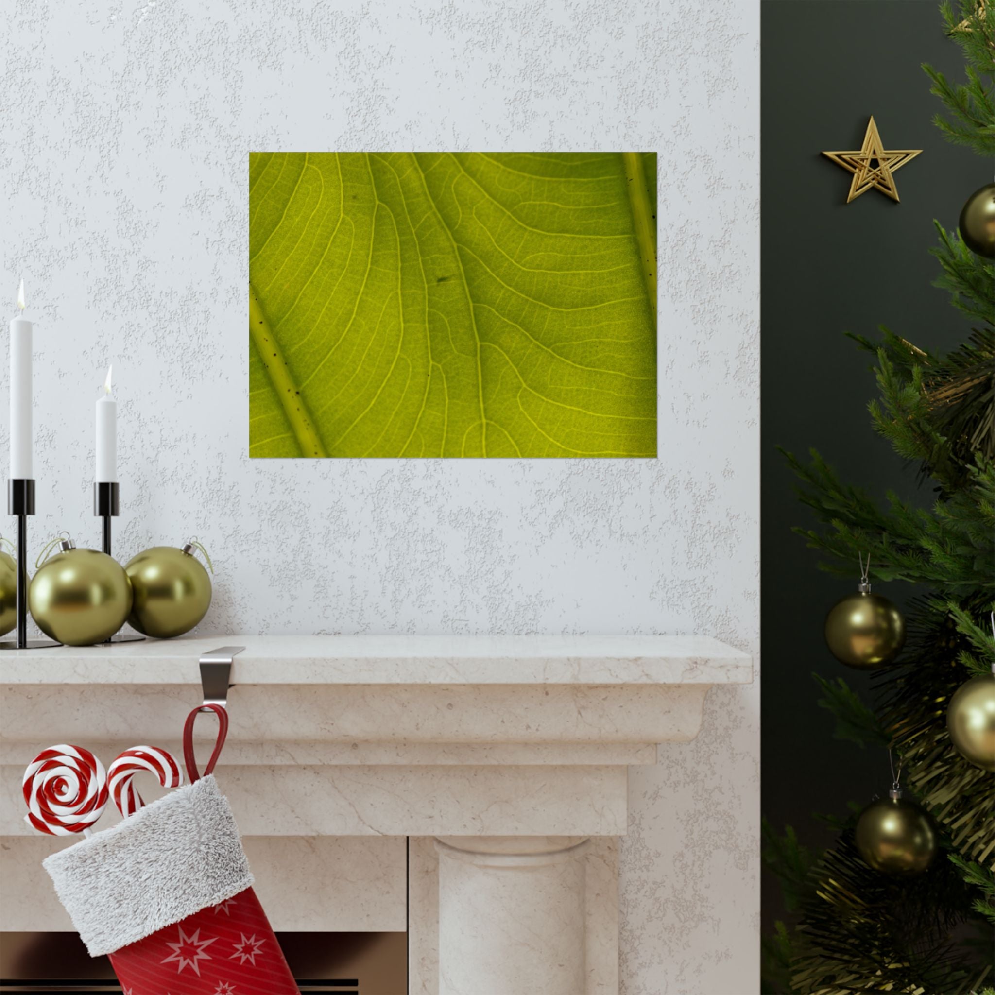 Botanical Leaf Close-Up Matte Poster — Green Nature Wall Art (Horizontal)