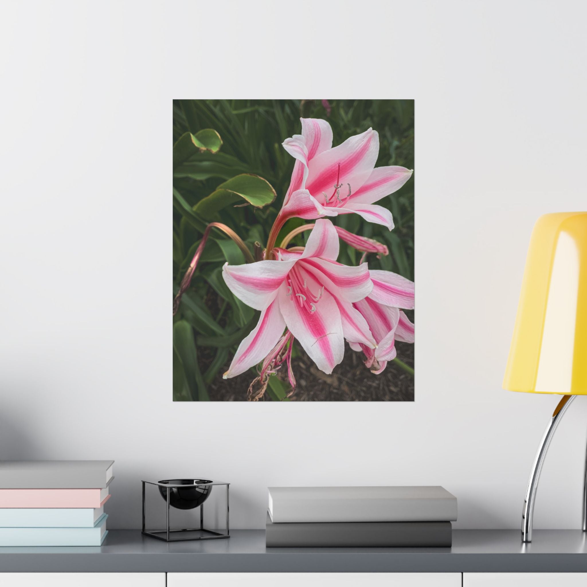 Pink Lily Botanical Matte Poster — Vertical Floral Wall Art