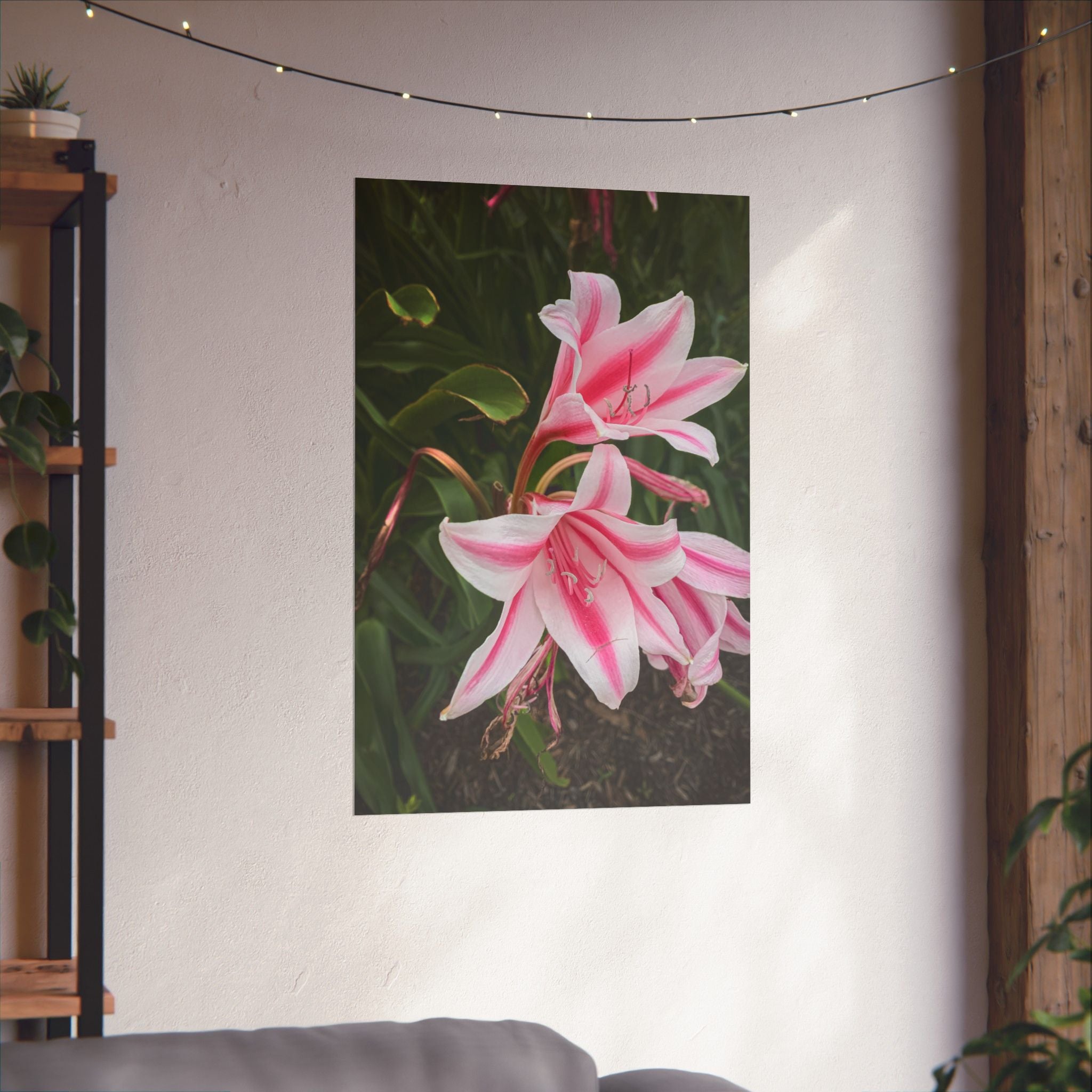 Pink Lily Botanical Matte Poster — Vertical Floral Wall Art