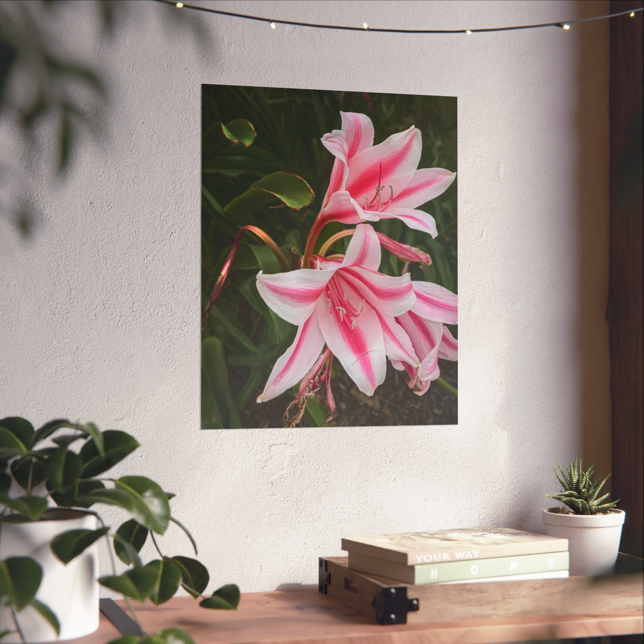 Pink Lily Botanical Matte Poster — Vertical Floral Wall Art