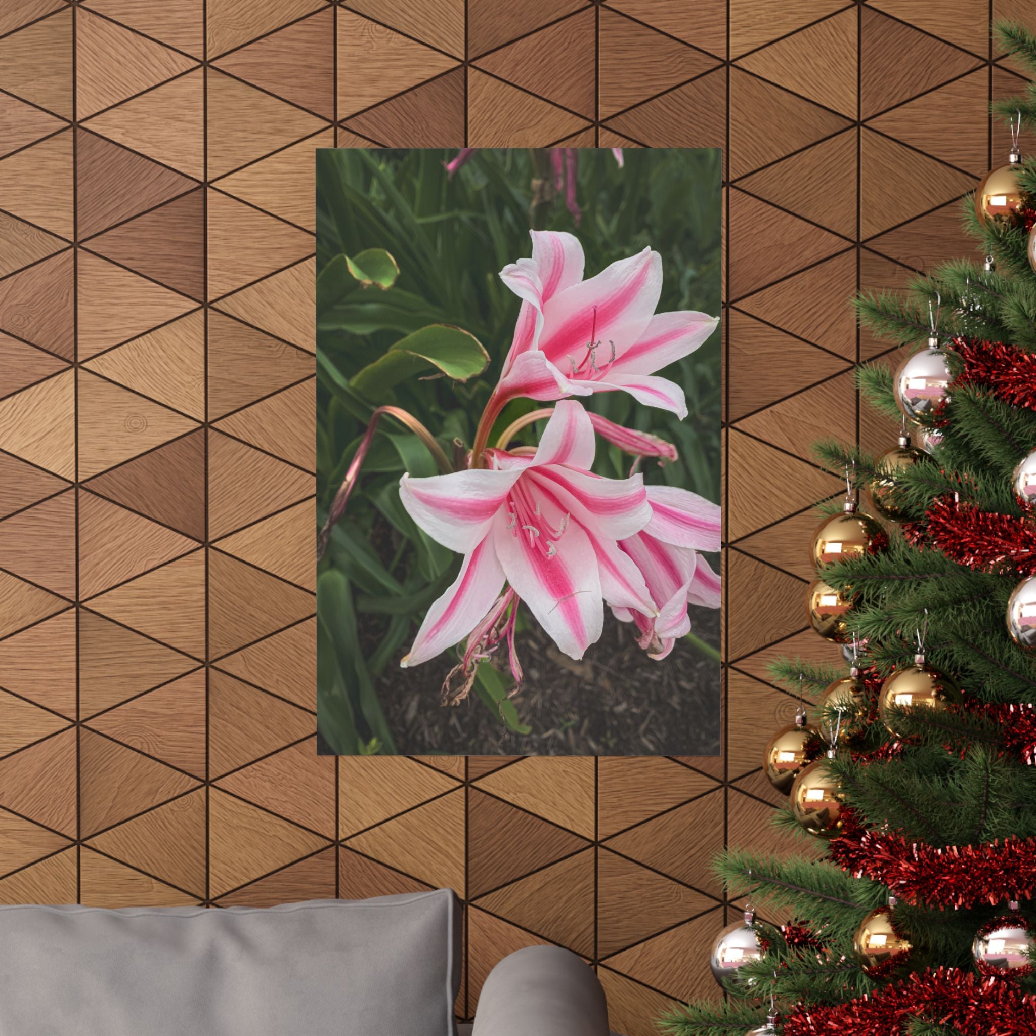 Pink Lily Botanical Matte Poster — Vertical Floral Wall Art