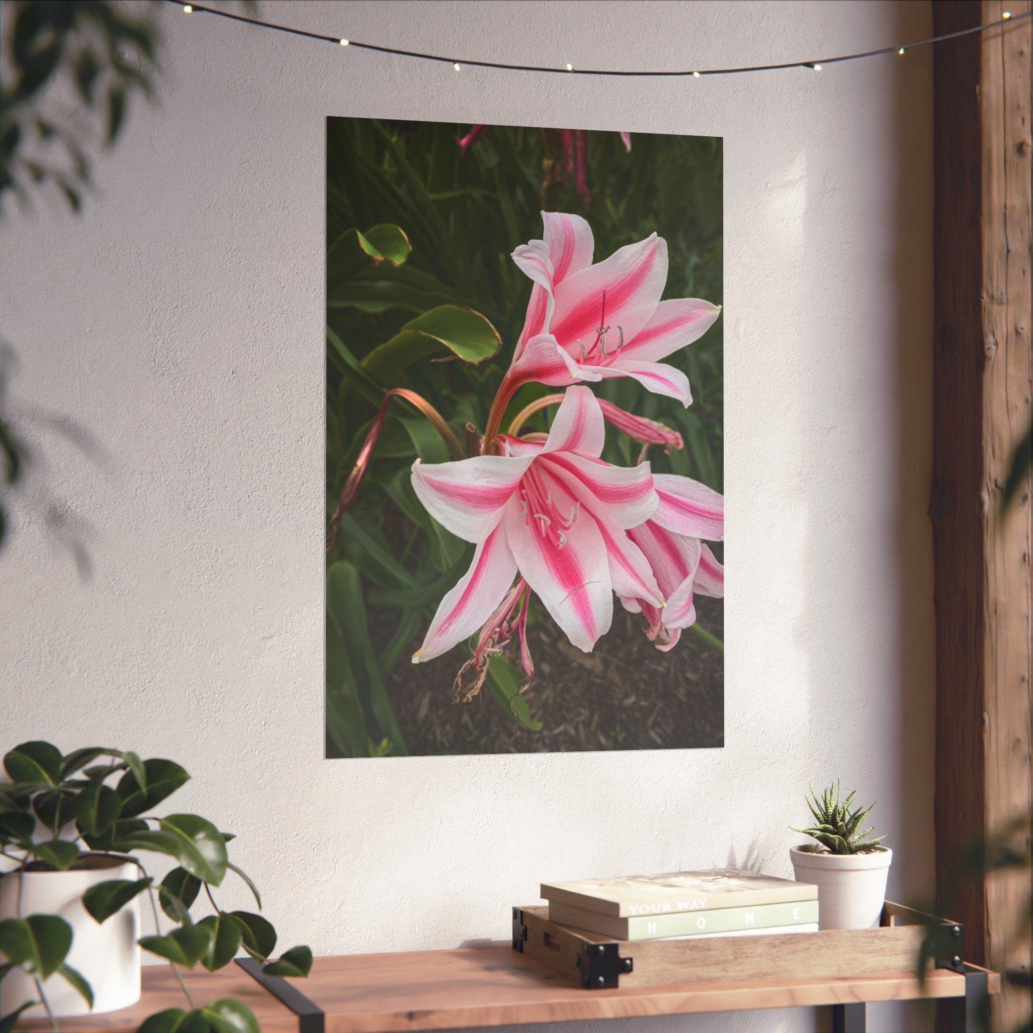 Pink Lily Botanical Matte Poster — Vertical Floral Wall Art