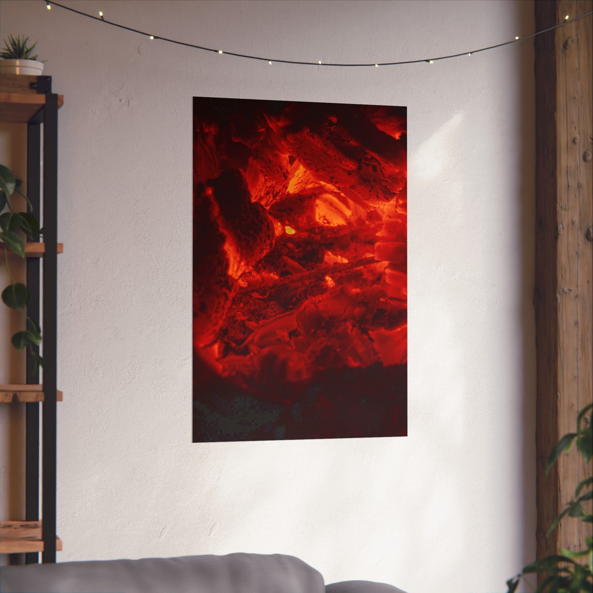 Molten Ember Matte Vertical Poster — Fiery Red Abstract Wall Art