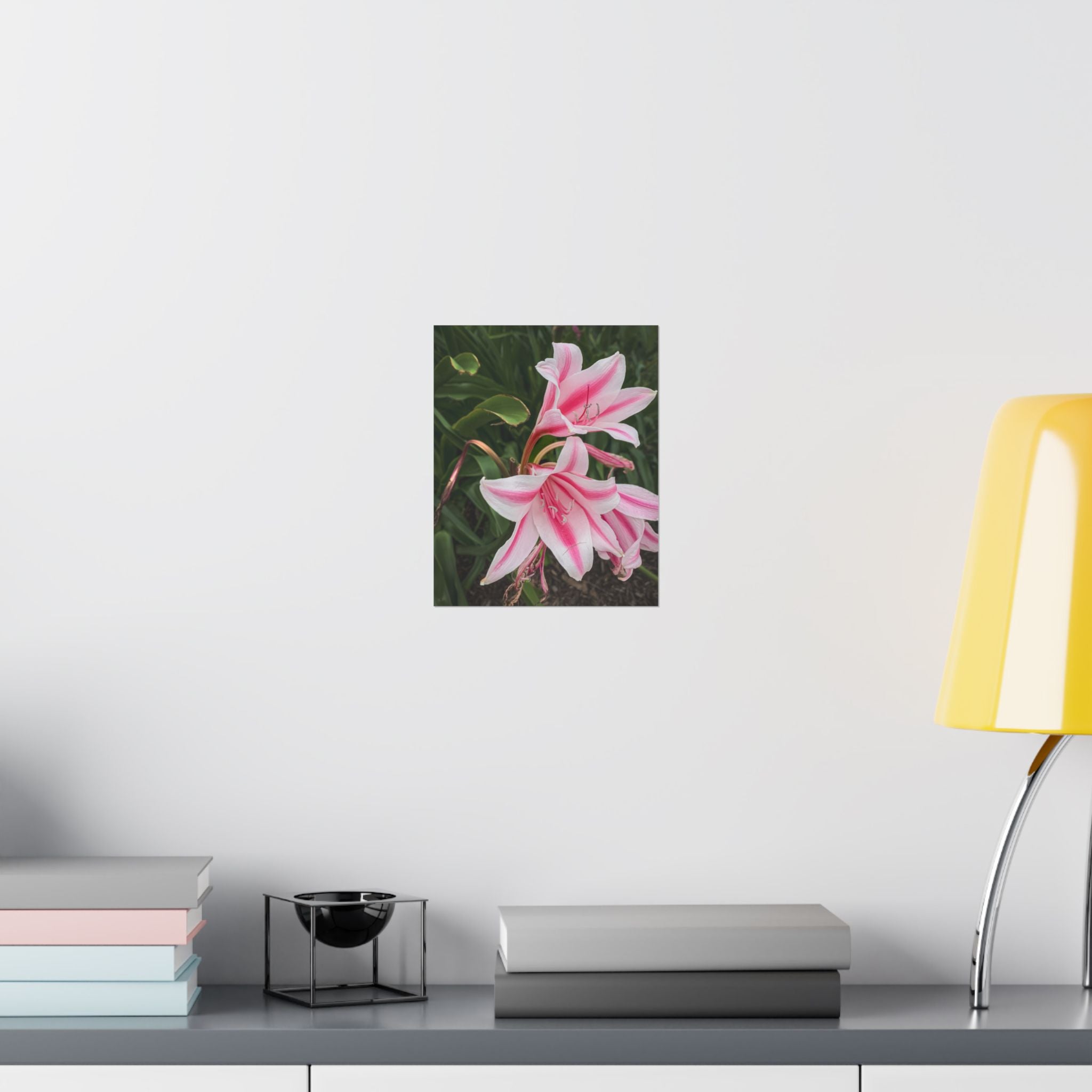 Pink Lily Botanical Matte Poster — Vertical Floral Wall Art