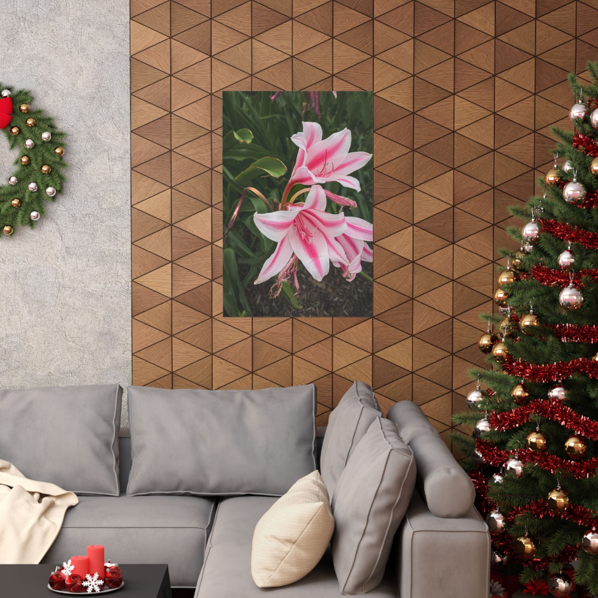Pink Lily Botanical Matte Poster — Vertical Floral Wall Art