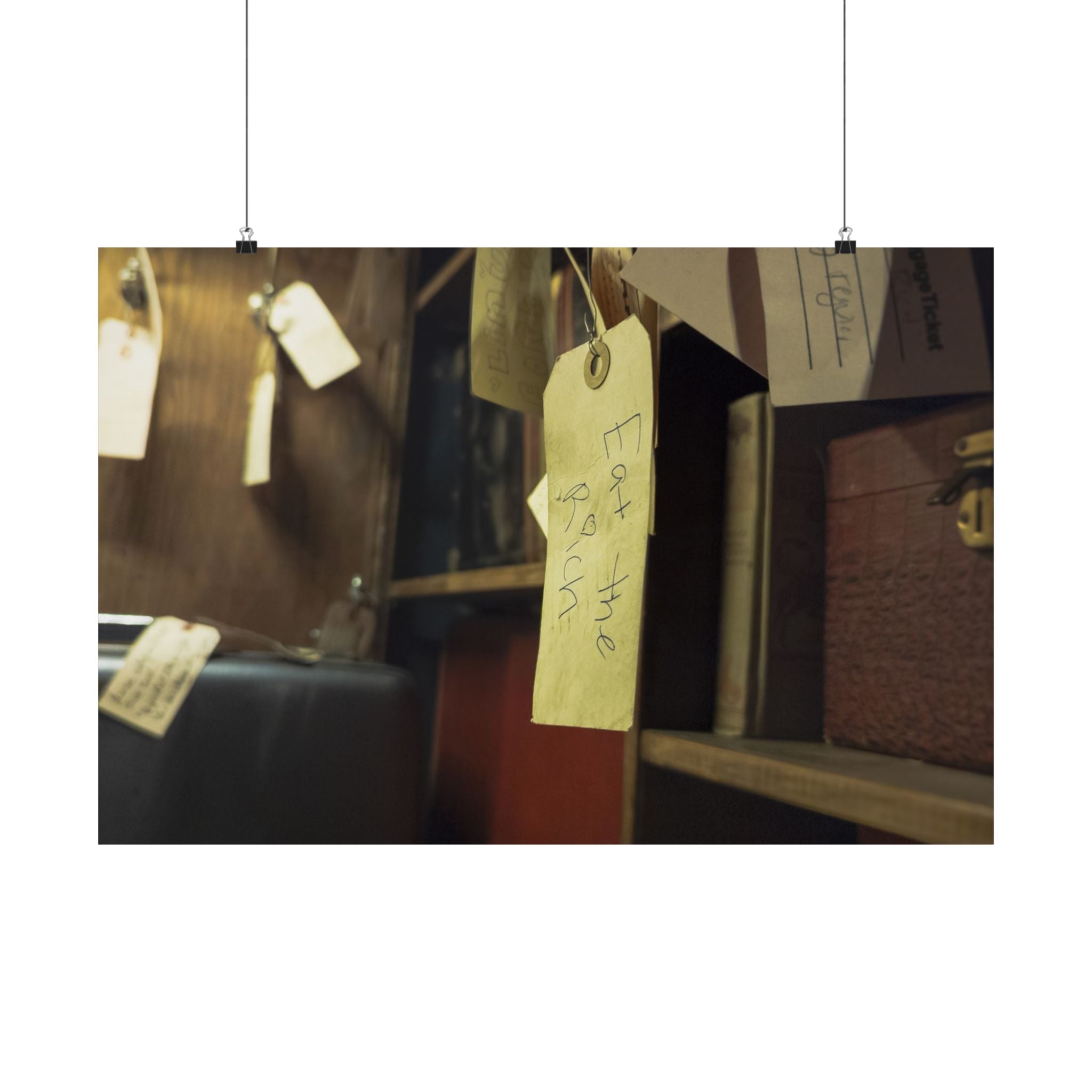Vintage Luggage Tag Photo Poster (Eat The Rich) — Matte Horizontal Wall Art