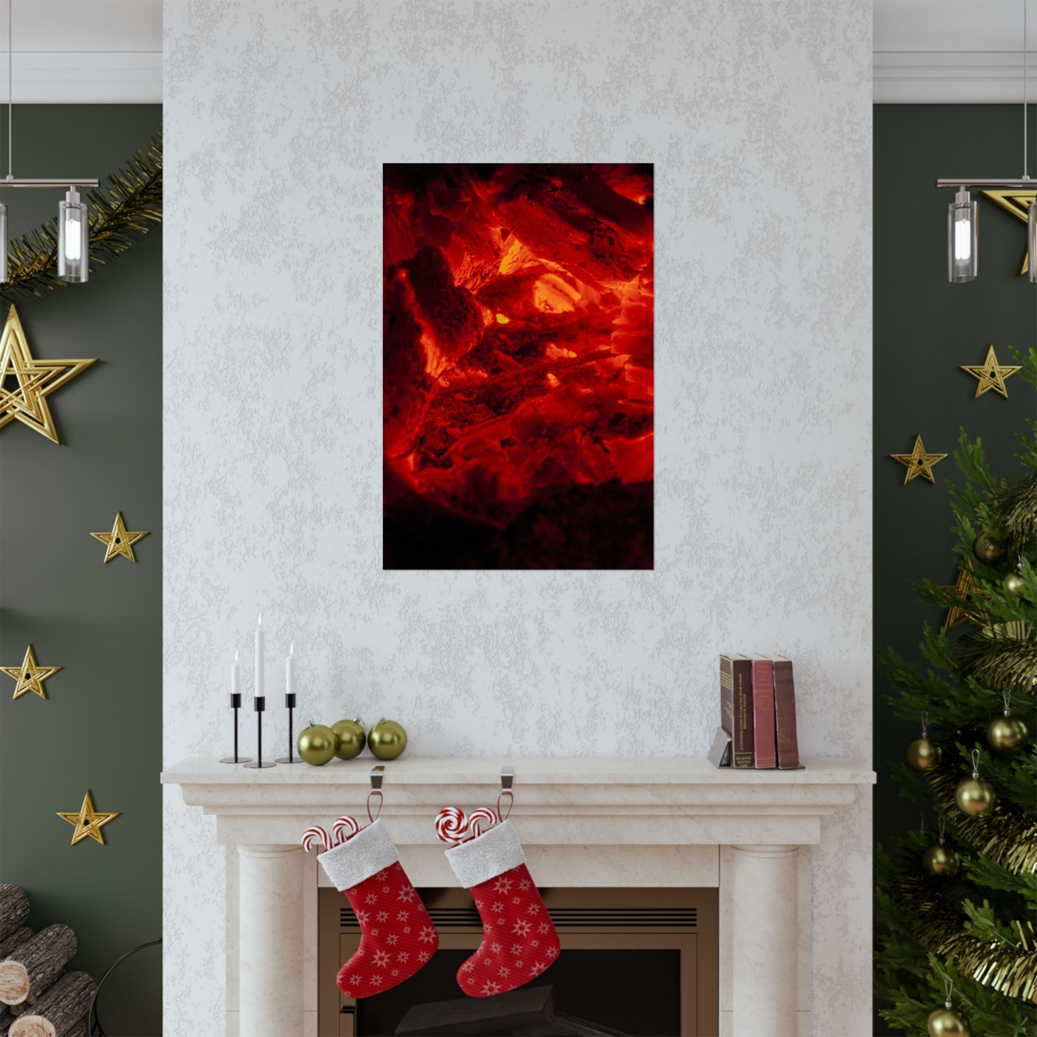 Molten Ember Matte Vertical Poster — Fiery Red Abstract Wall Art