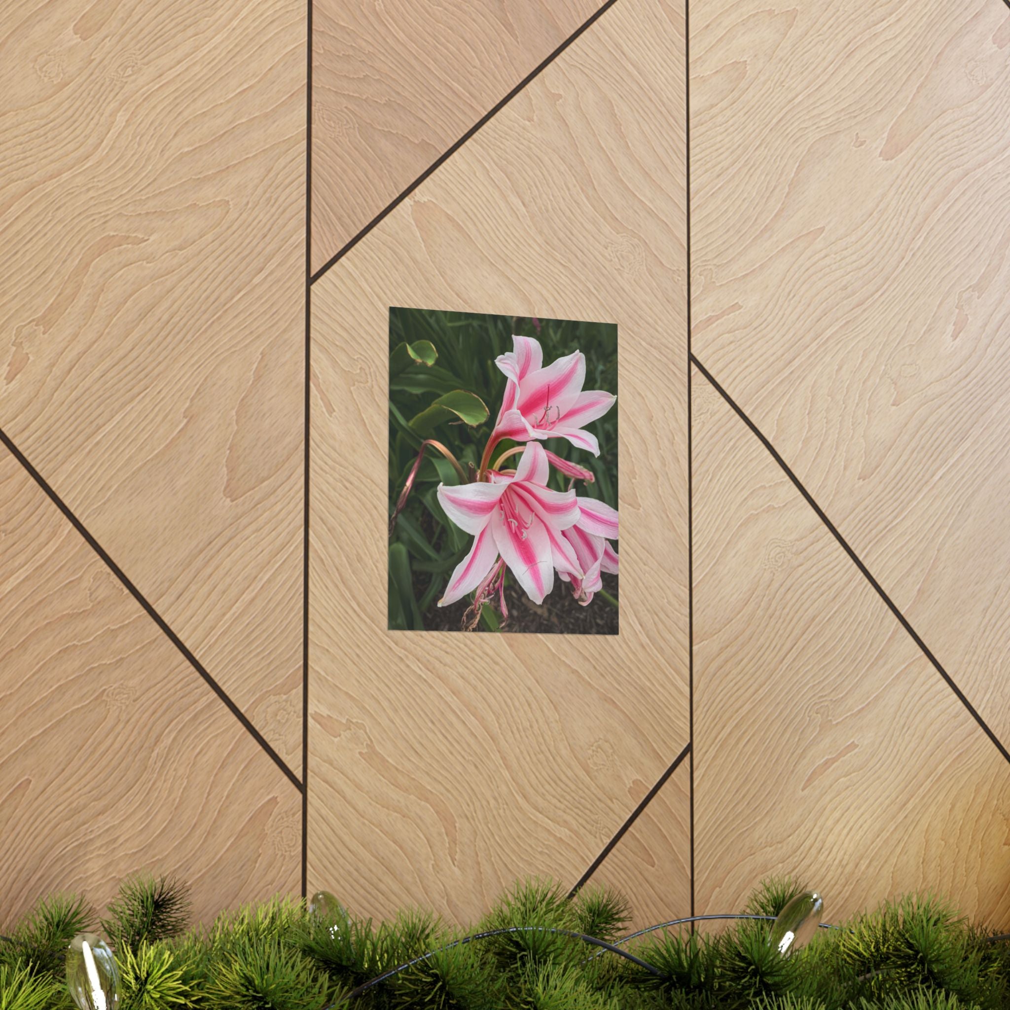 Pink Lily Botanical Matte Poster — Vertical Floral Wall Art