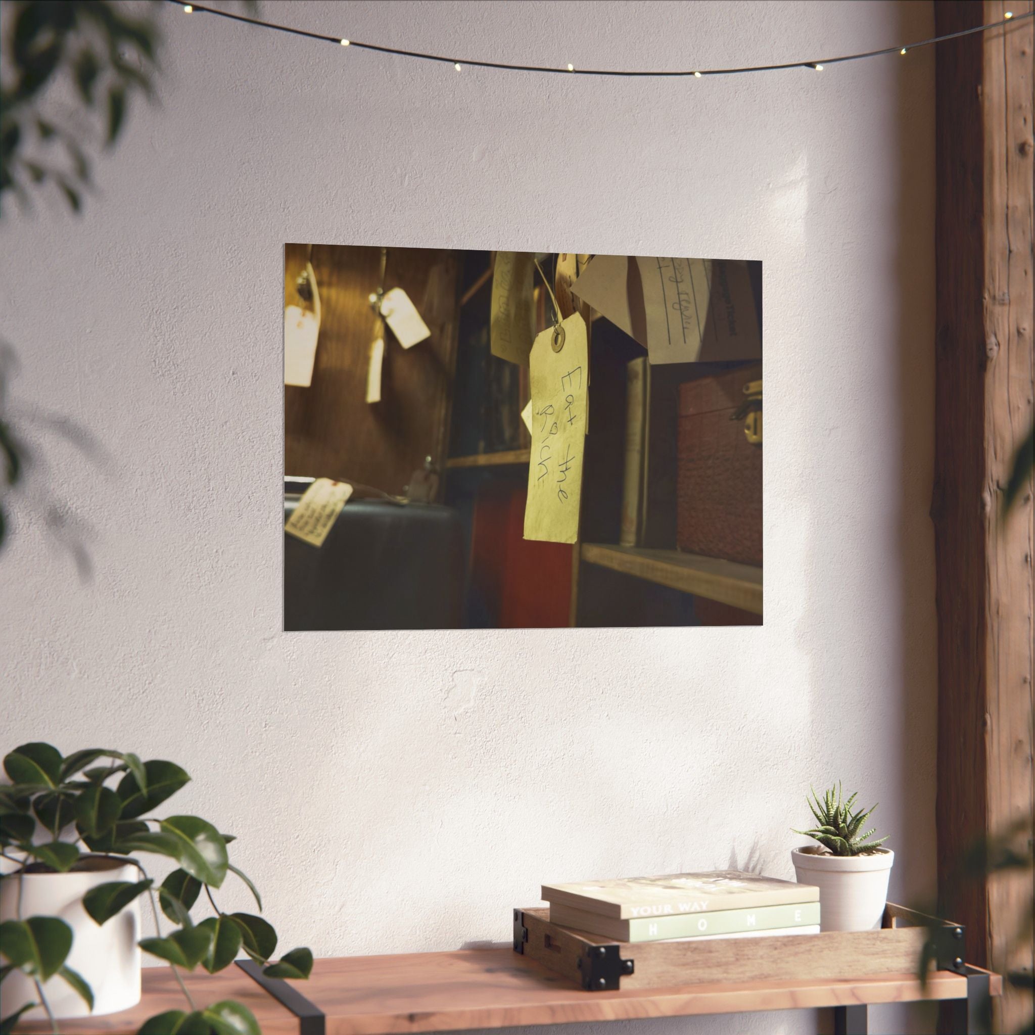 Vintage Luggage Tag Photo Poster (Eat The Rich) — Matte Horizontal Wall Art