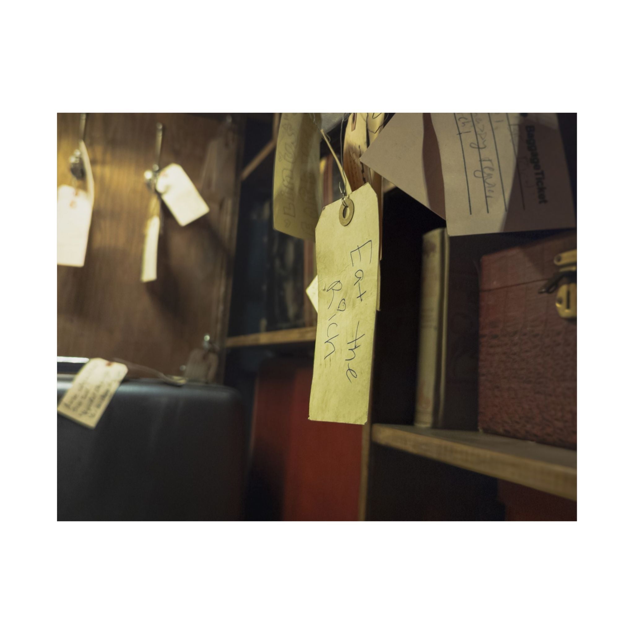 Vintage Luggage Tag Photo Poster (Eat The Rich) — Matte Horizontal Wall Art