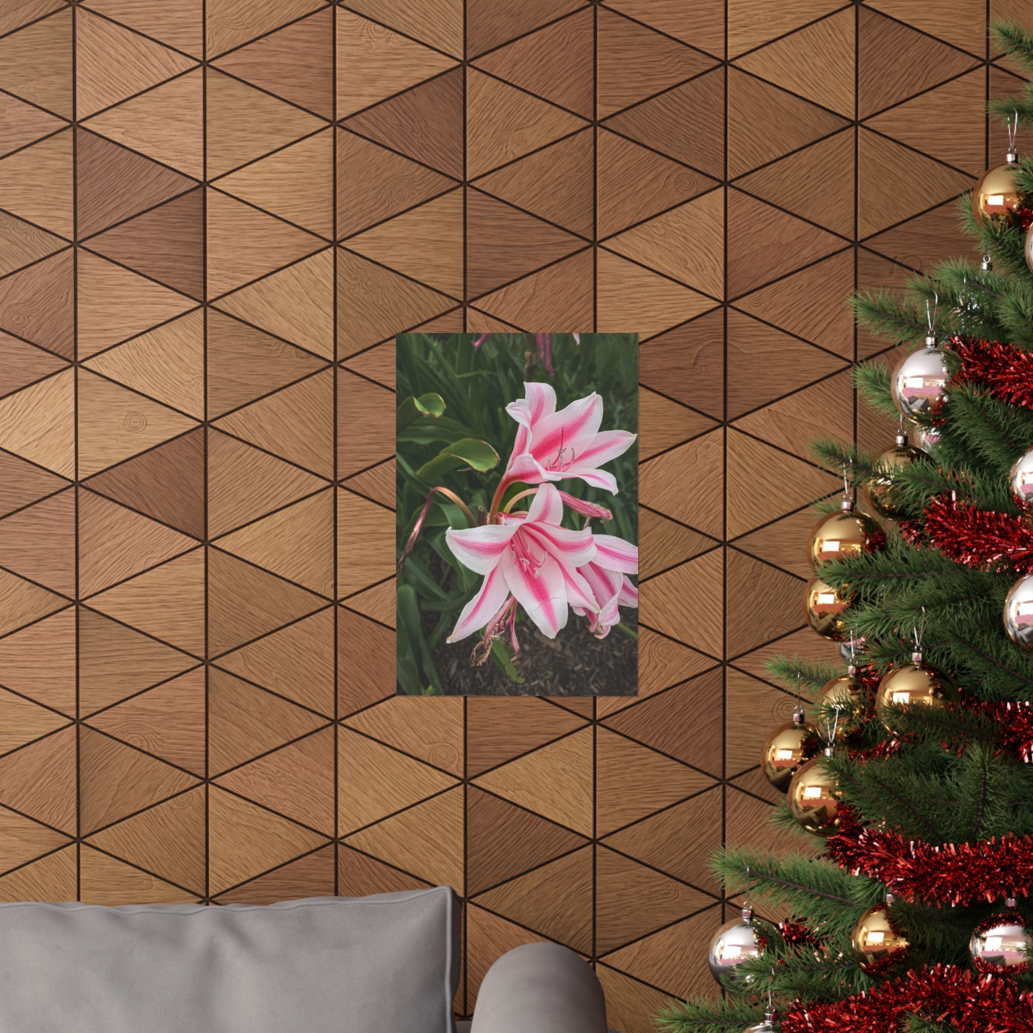Pink Lily Botanical Matte Poster — Vertical Floral Wall Art