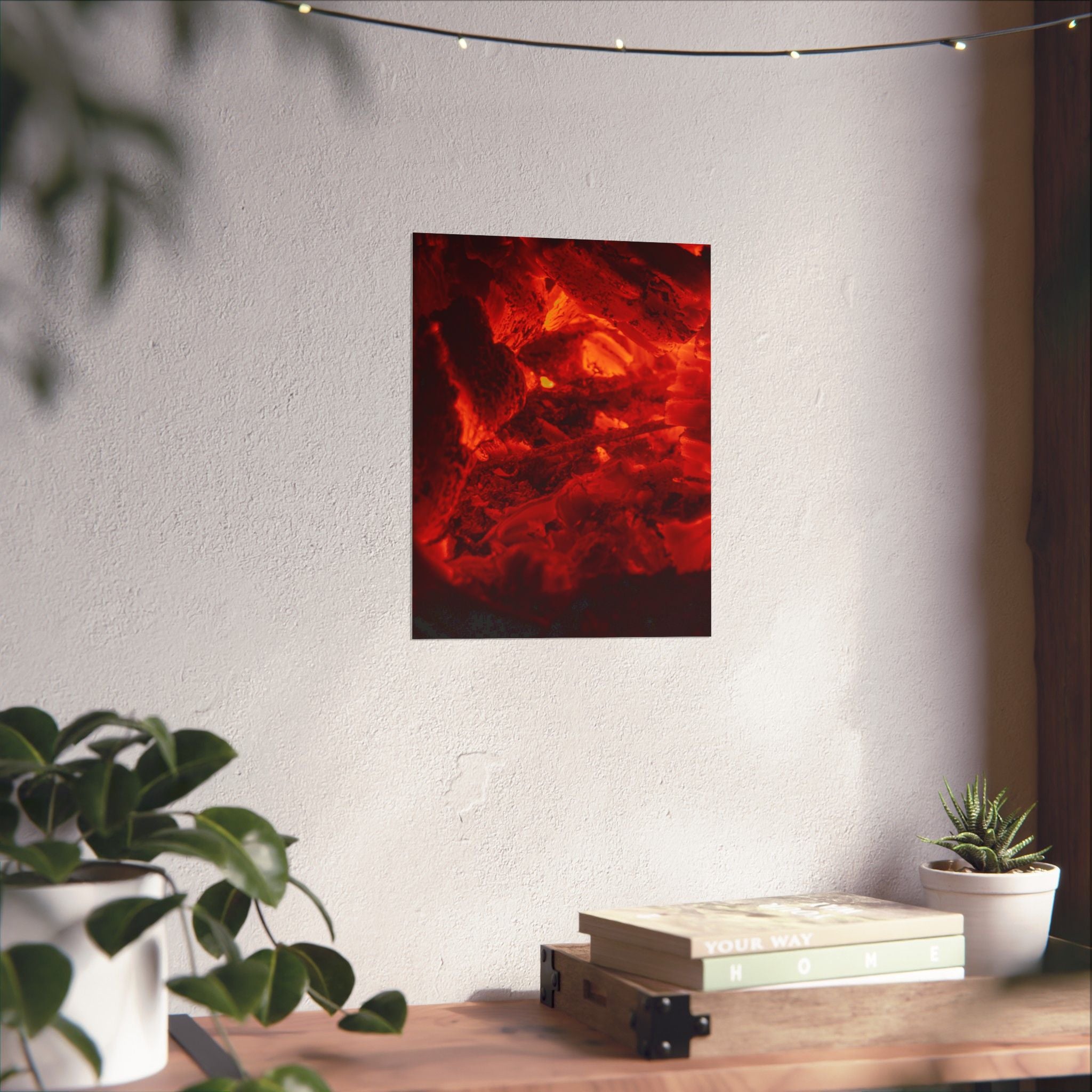Molten Ember Matte Vertical Poster — Fiery Red Abstract Wall Art