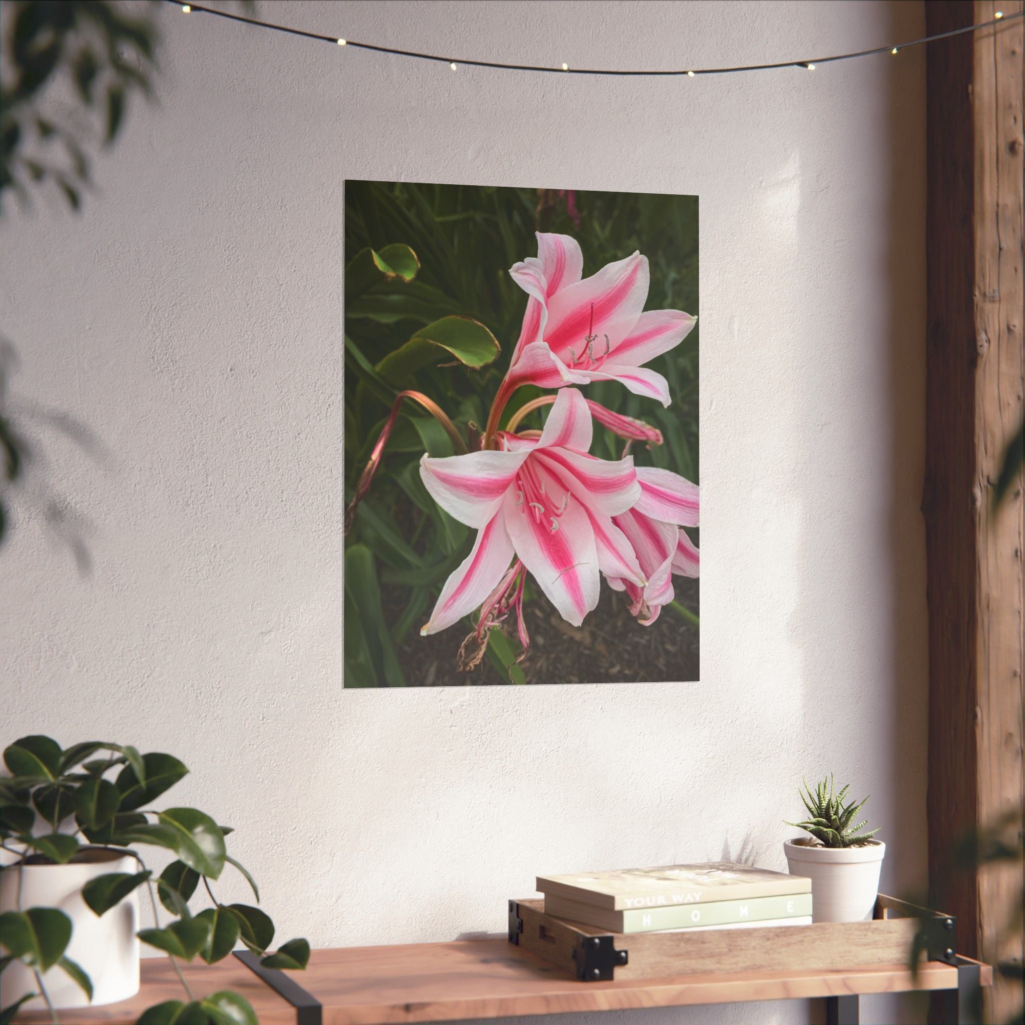 Pink Lily Botanical Matte Poster — Vertical Floral Wall Art
