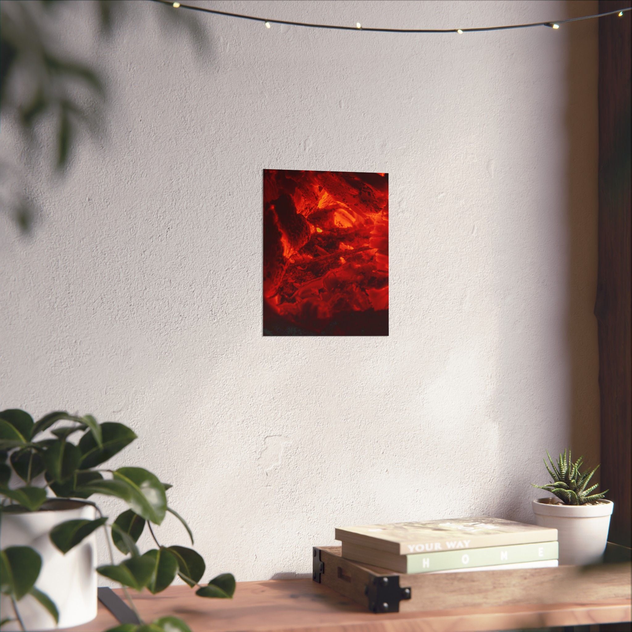 Molten Ember Matte Vertical Poster — Fiery Red Abstract Wall Art