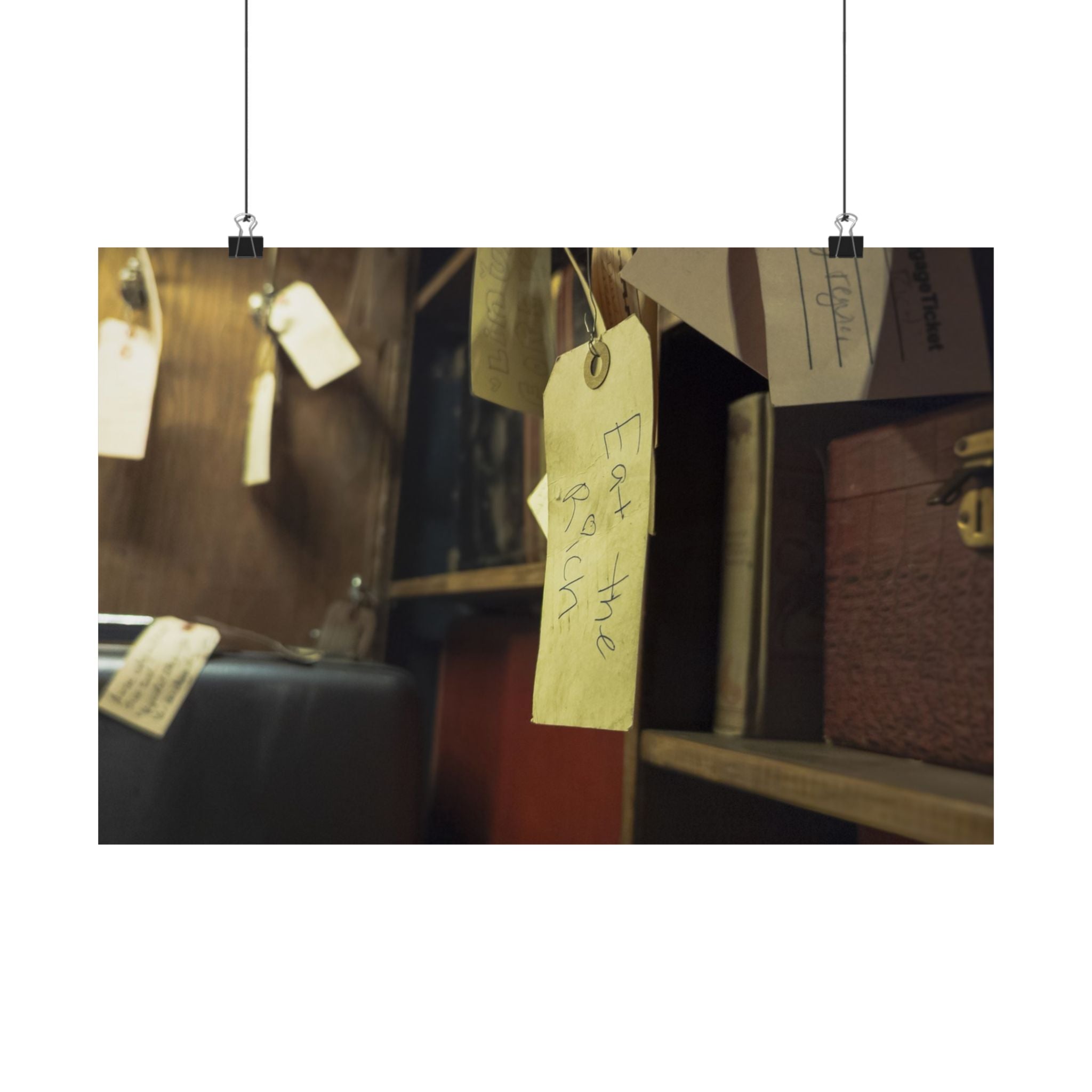 Vintage Luggage Tag Photo Poster (Eat The Rich) — Matte Horizontal Wall Art