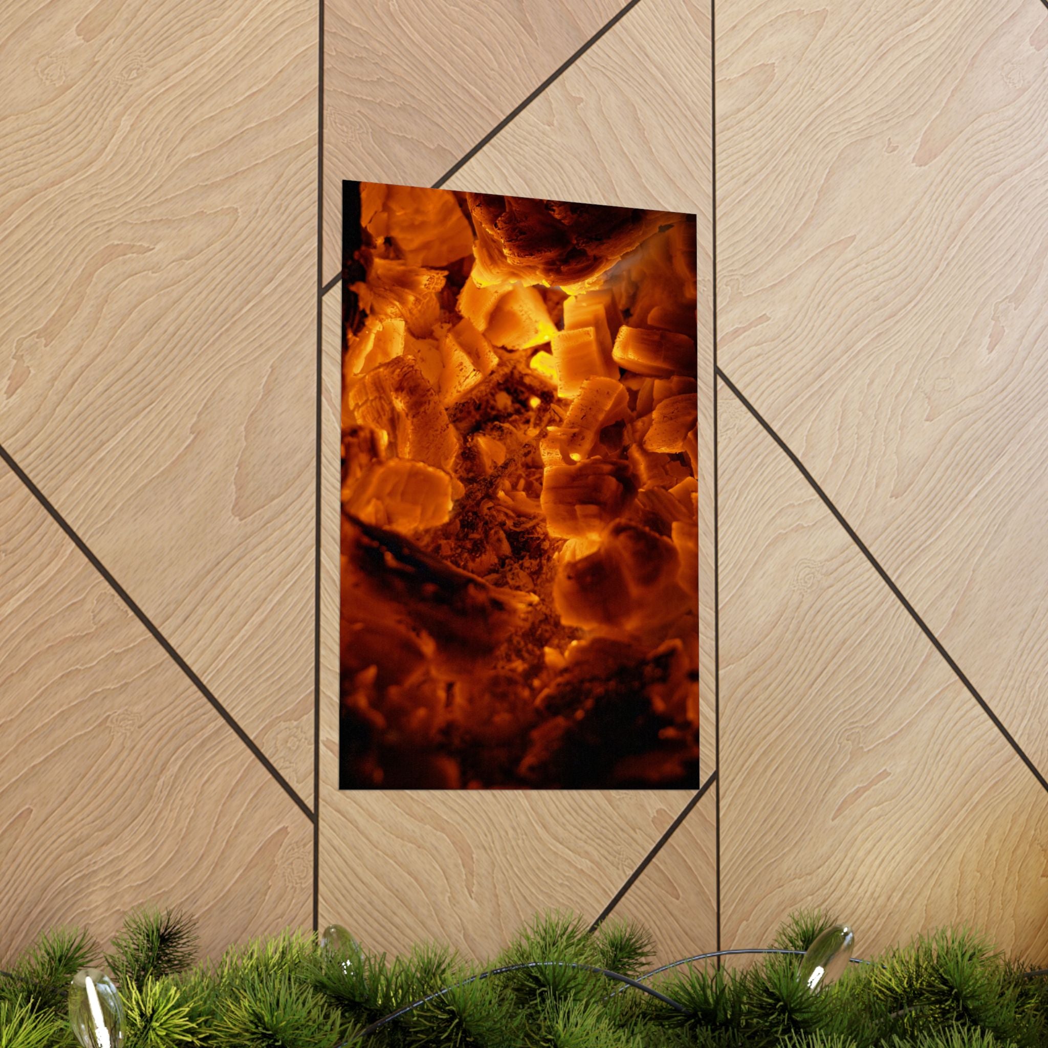 Embers Close-Up Matte Poster — Fiery Abstract Wall Art