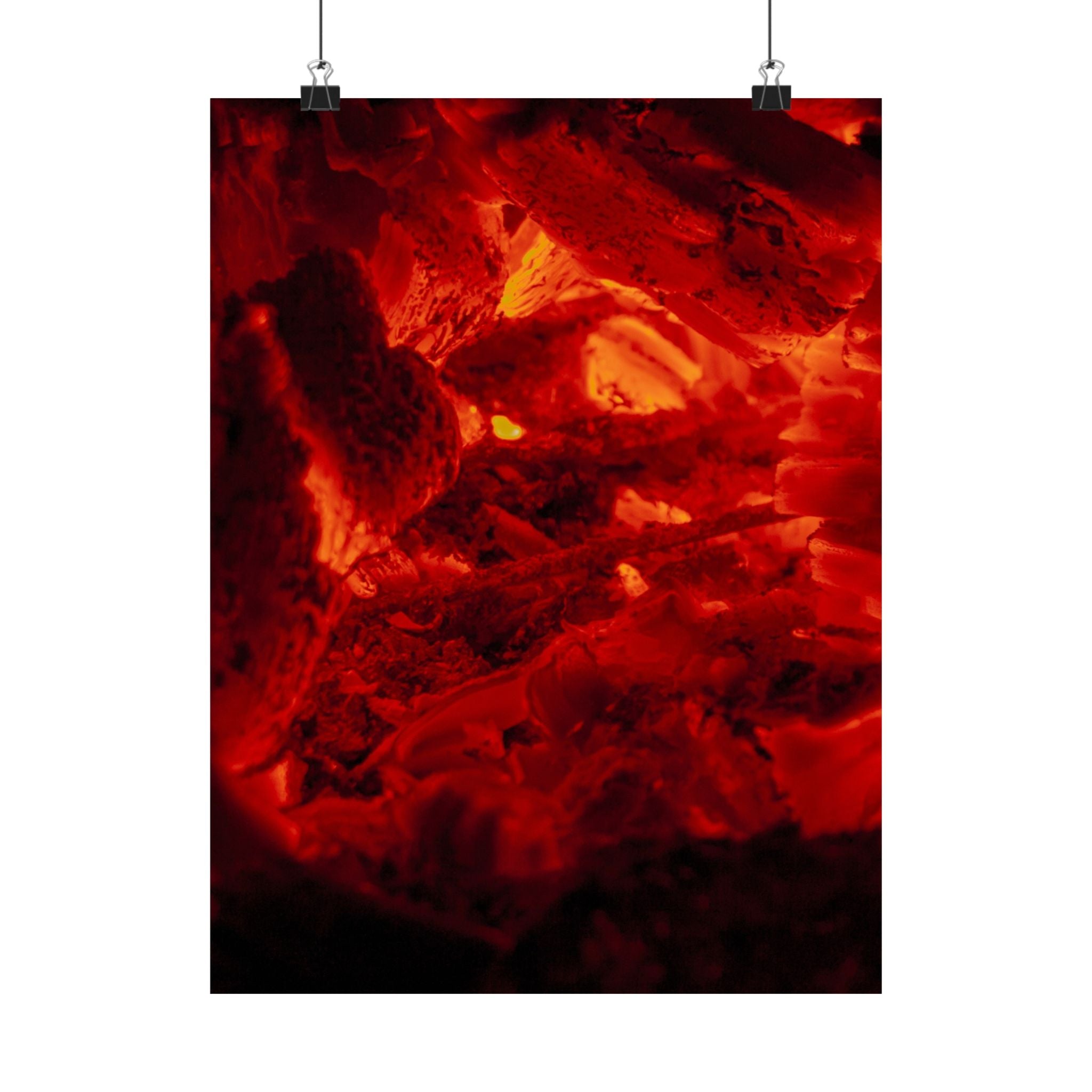 Molten Ember Matte Vertical Poster — Fiery Red Abstract Wall Art