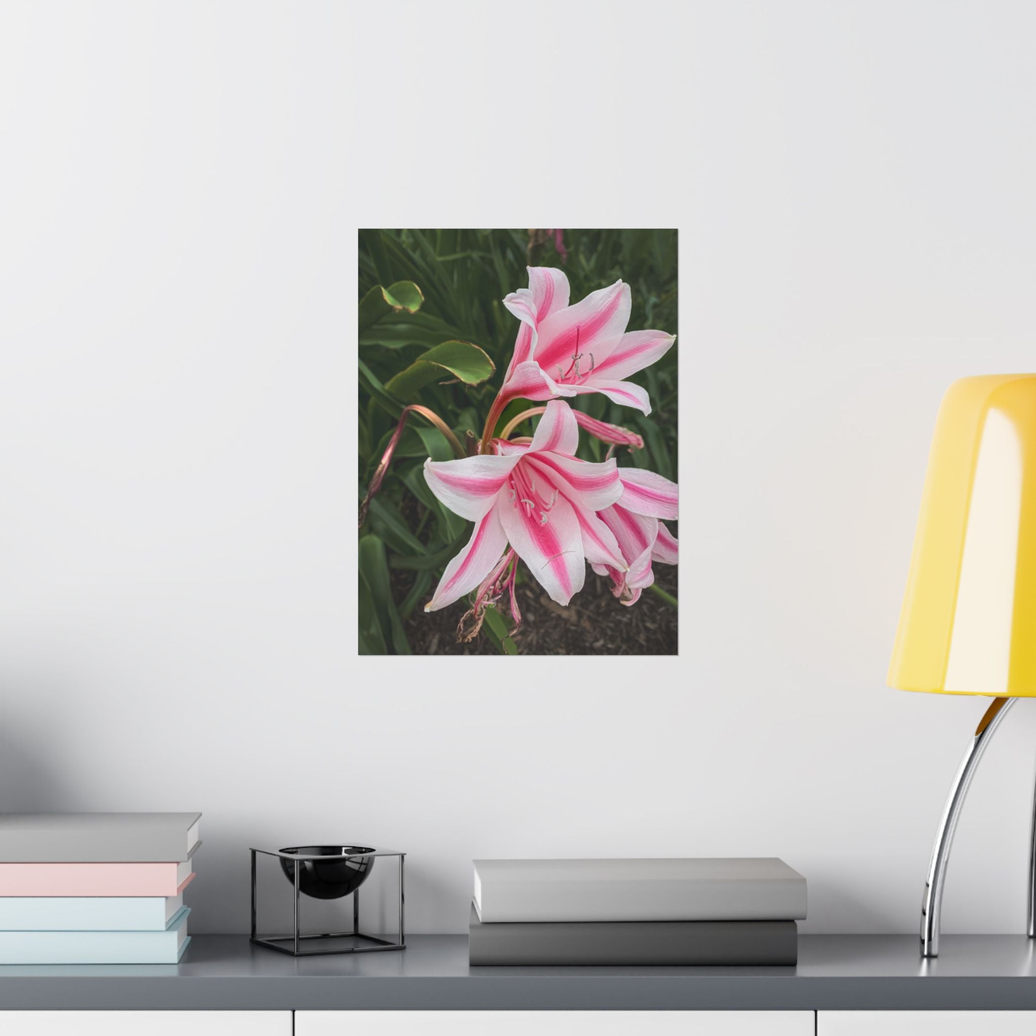 Pink Lily Botanical Matte Poster — Vertical Floral Wall Art