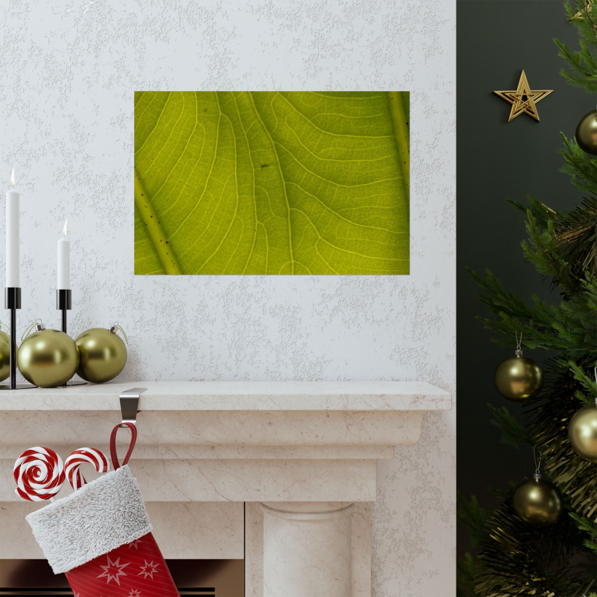 Botanical Leaf Close-Up Matte Poster — Green Nature Wall Art (Horizontal)