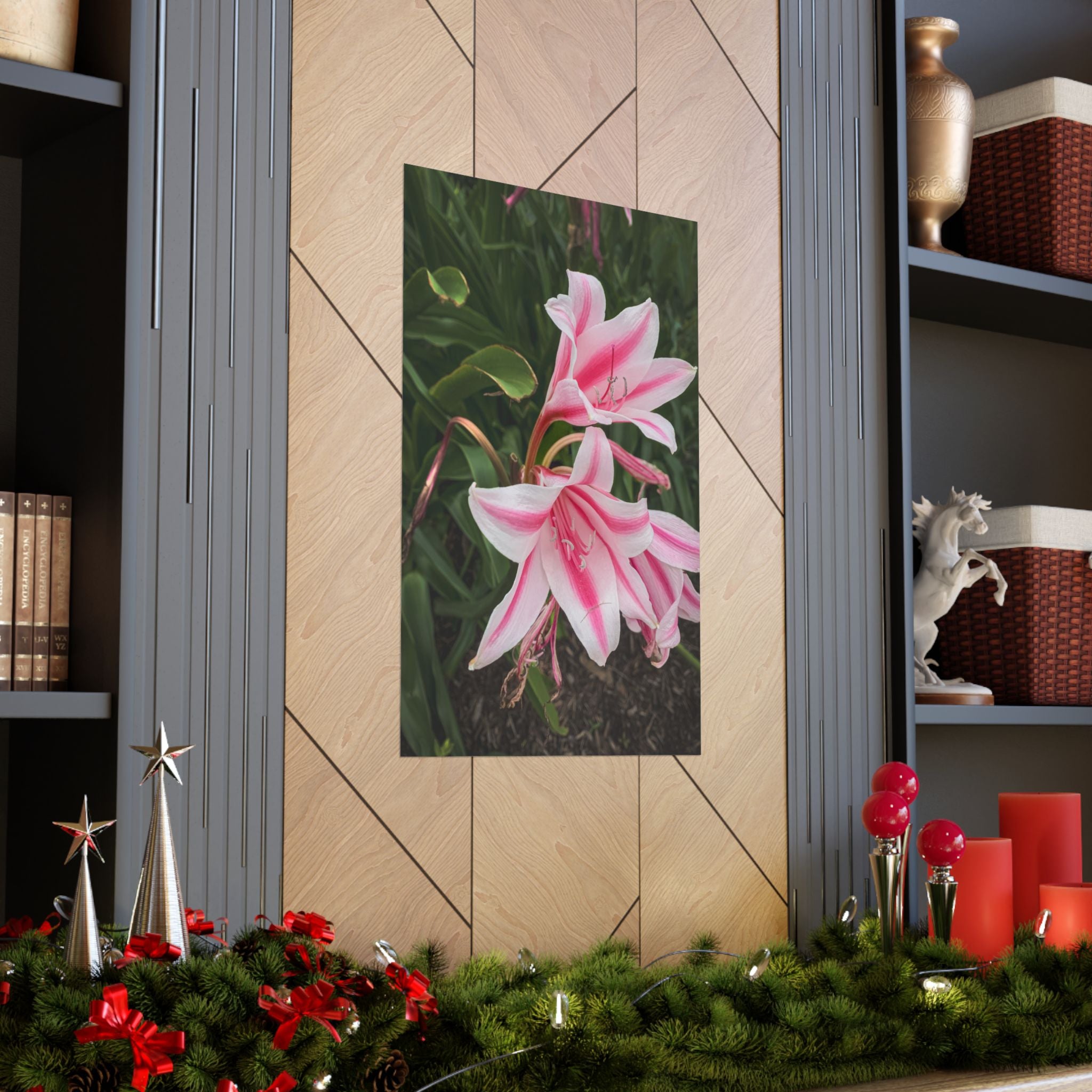 Pink Lily Botanical Matte Poster — Vertical Floral Wall Art