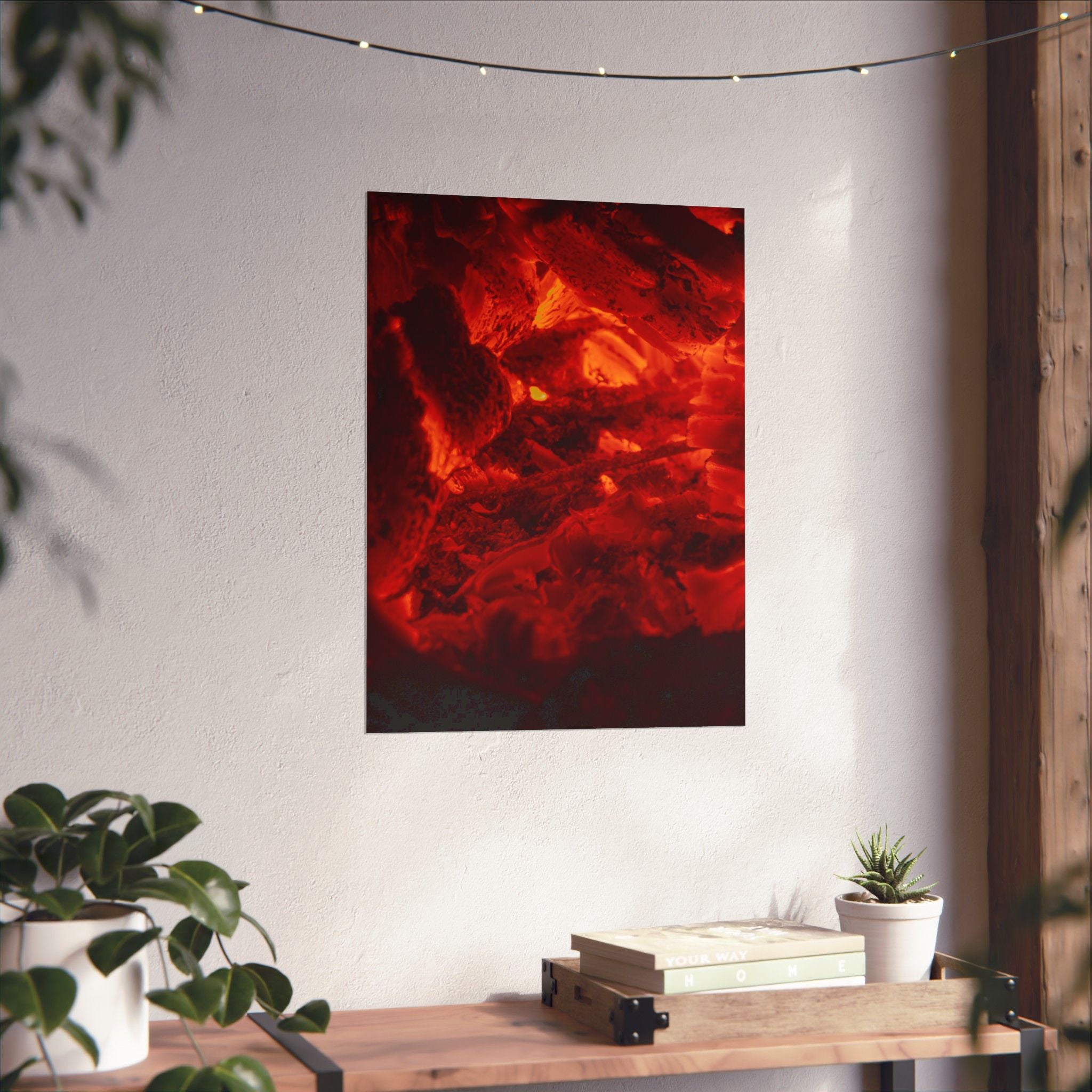 Molten Ember Matte Vertical Poster — Fiery Red Abstract Wall Art