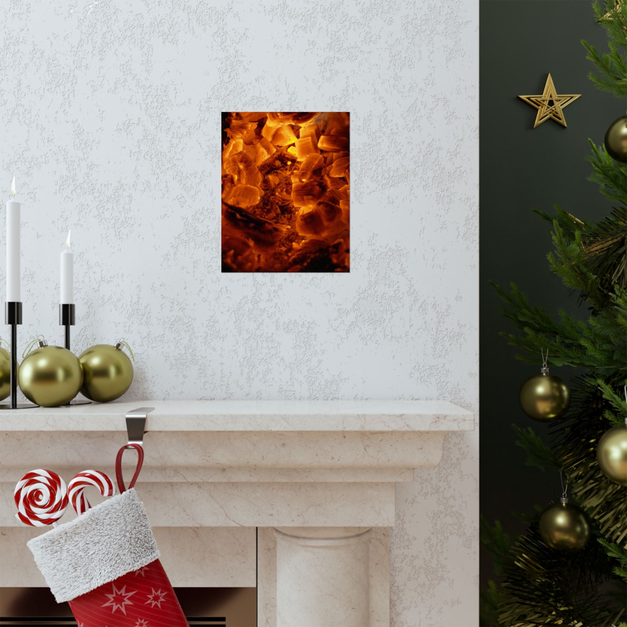 Embers Close-Up Matte Poster — Fiery Abstract Wall Art