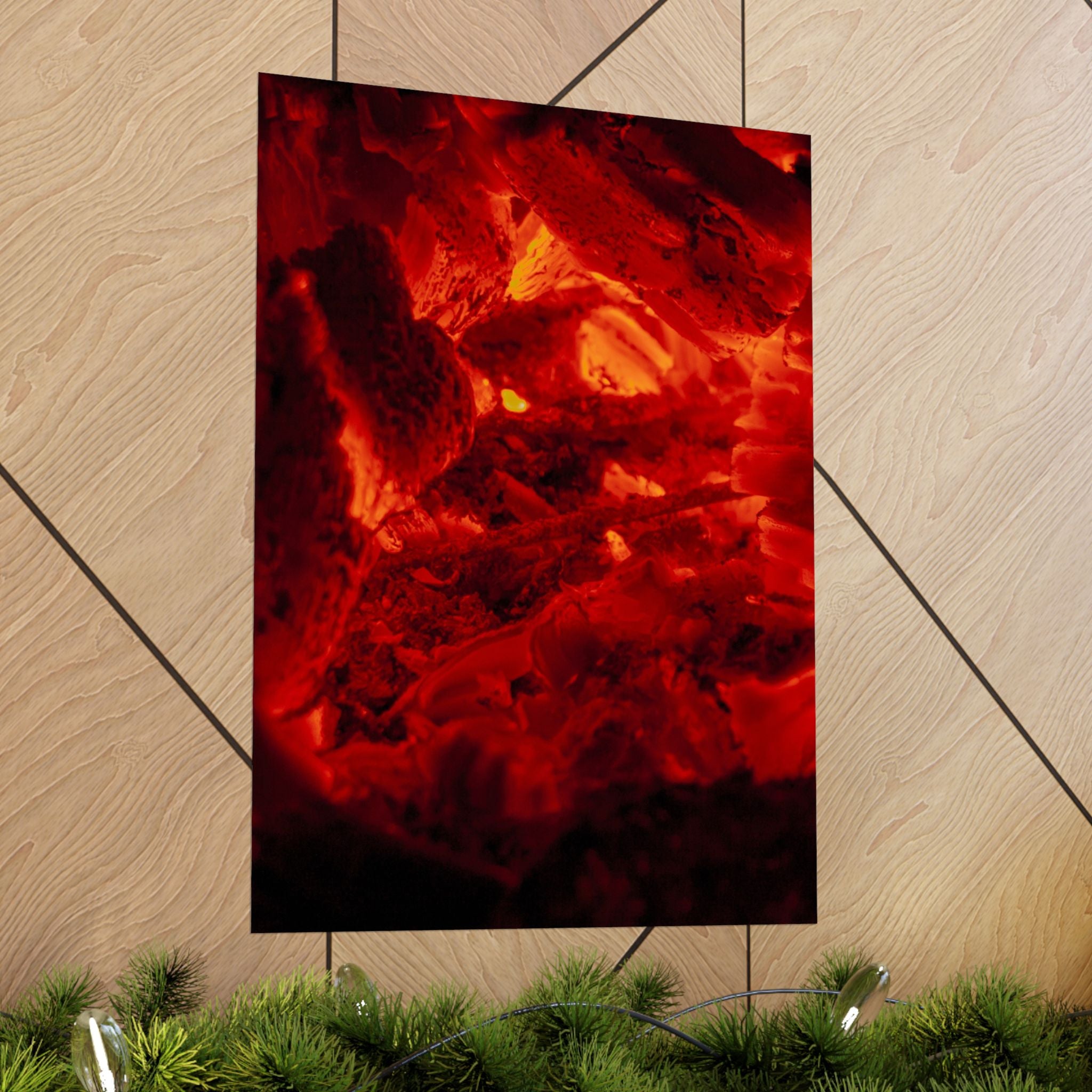 Molten Ember Matte Vertical Poster — Fiery Red Abstract Wall Art