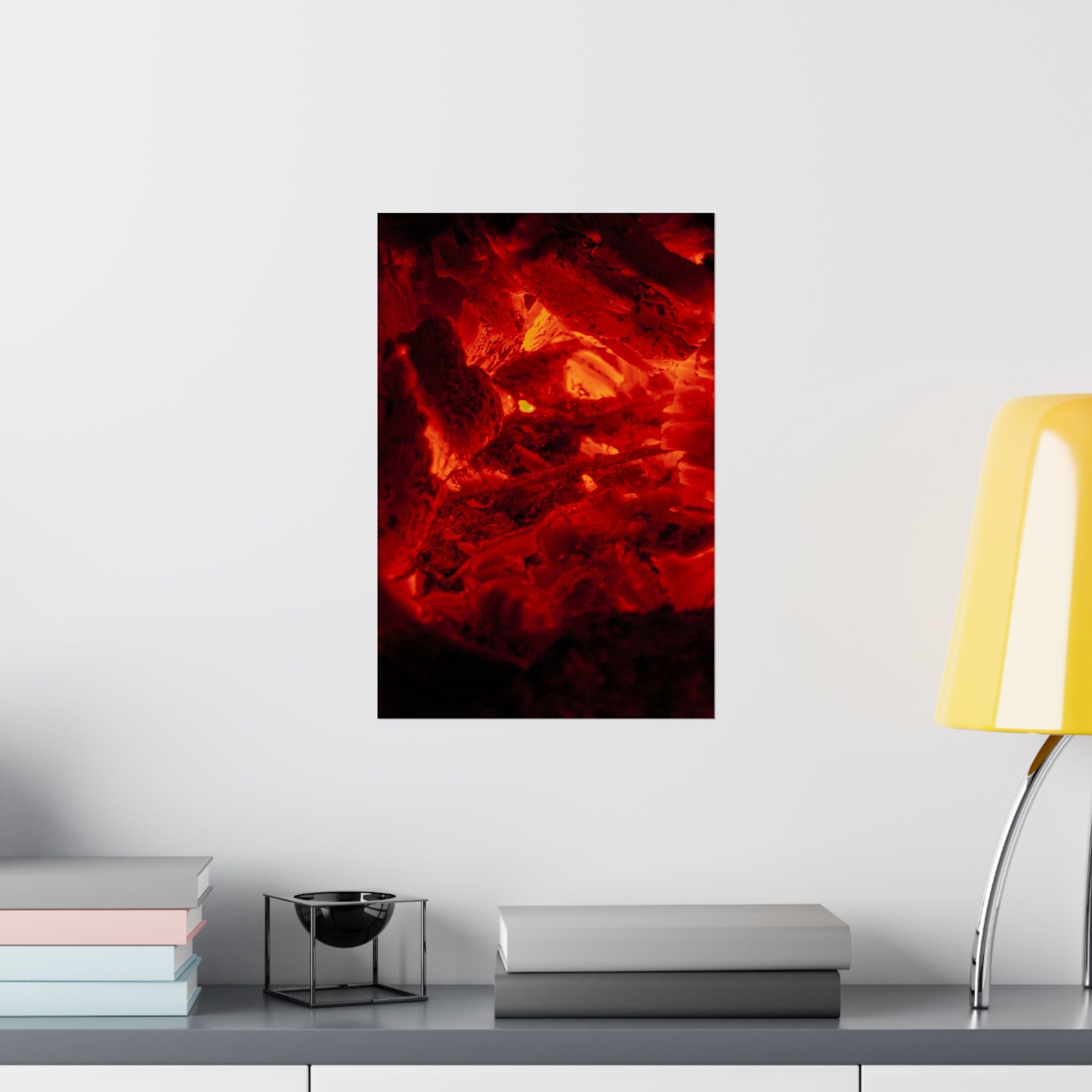 Molten Ember Matte Vertical Poster — Fiery Red Abstract Wall Art