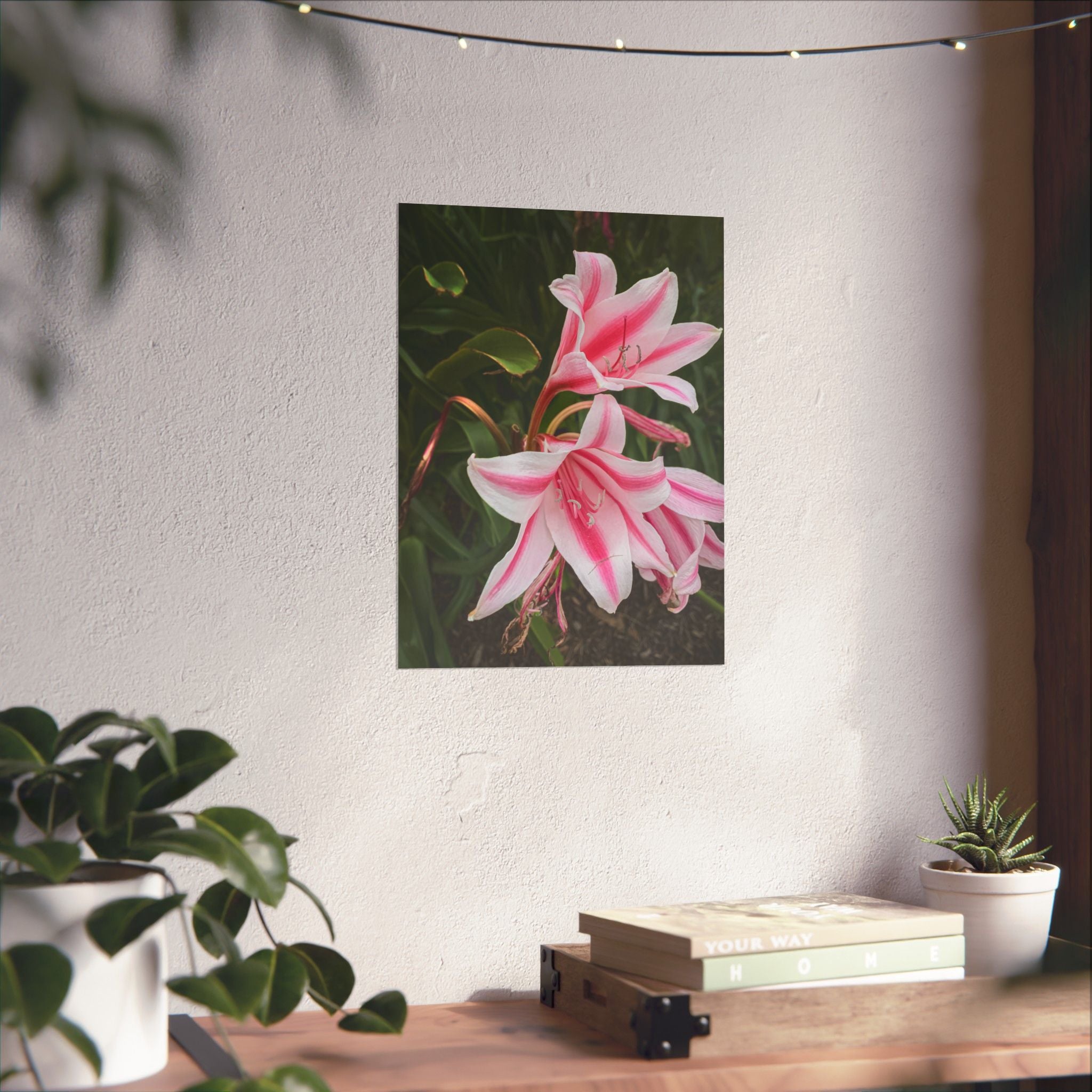Pink Lily Botanical Matte Poster — Vertical Floral Wall Art