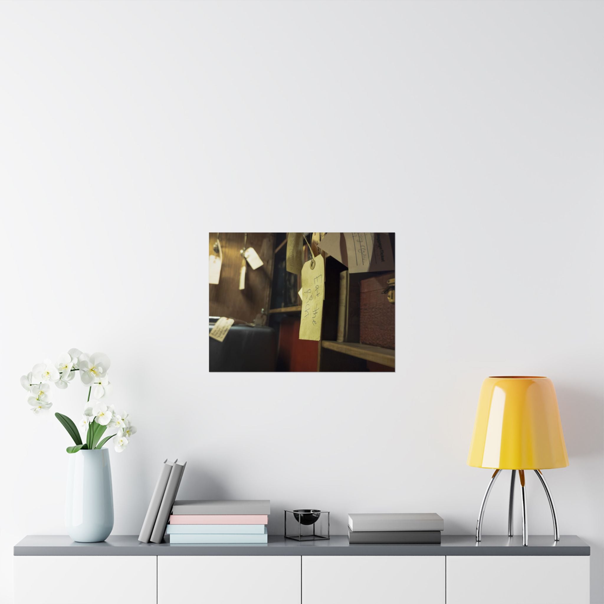 Vintage Luggage Tag Photo Poster (Eat The Rich) — Matte Horizontal Wall Art