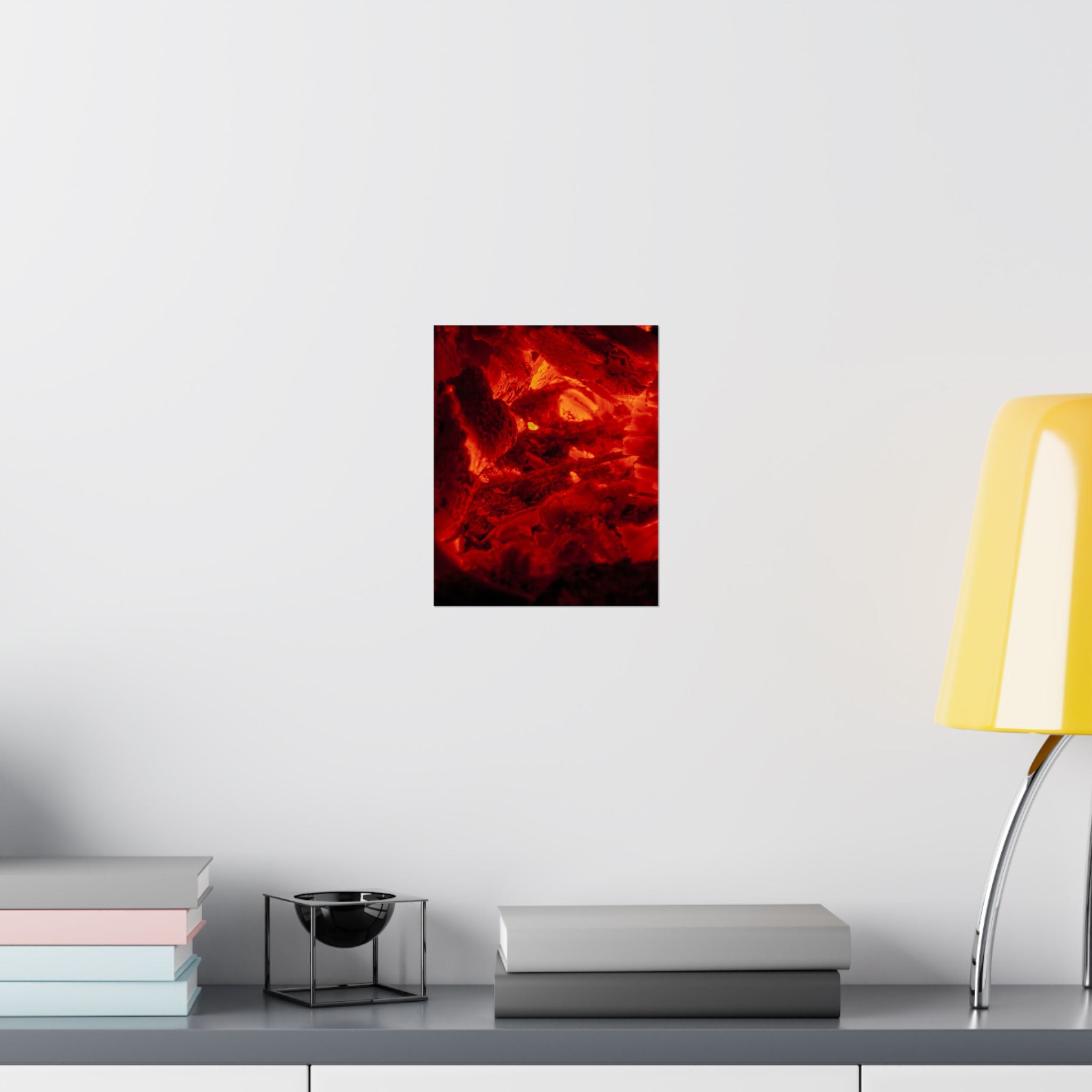 Molten Ember Matte Vertical Poster — Fiery Red Abstract Wall Art