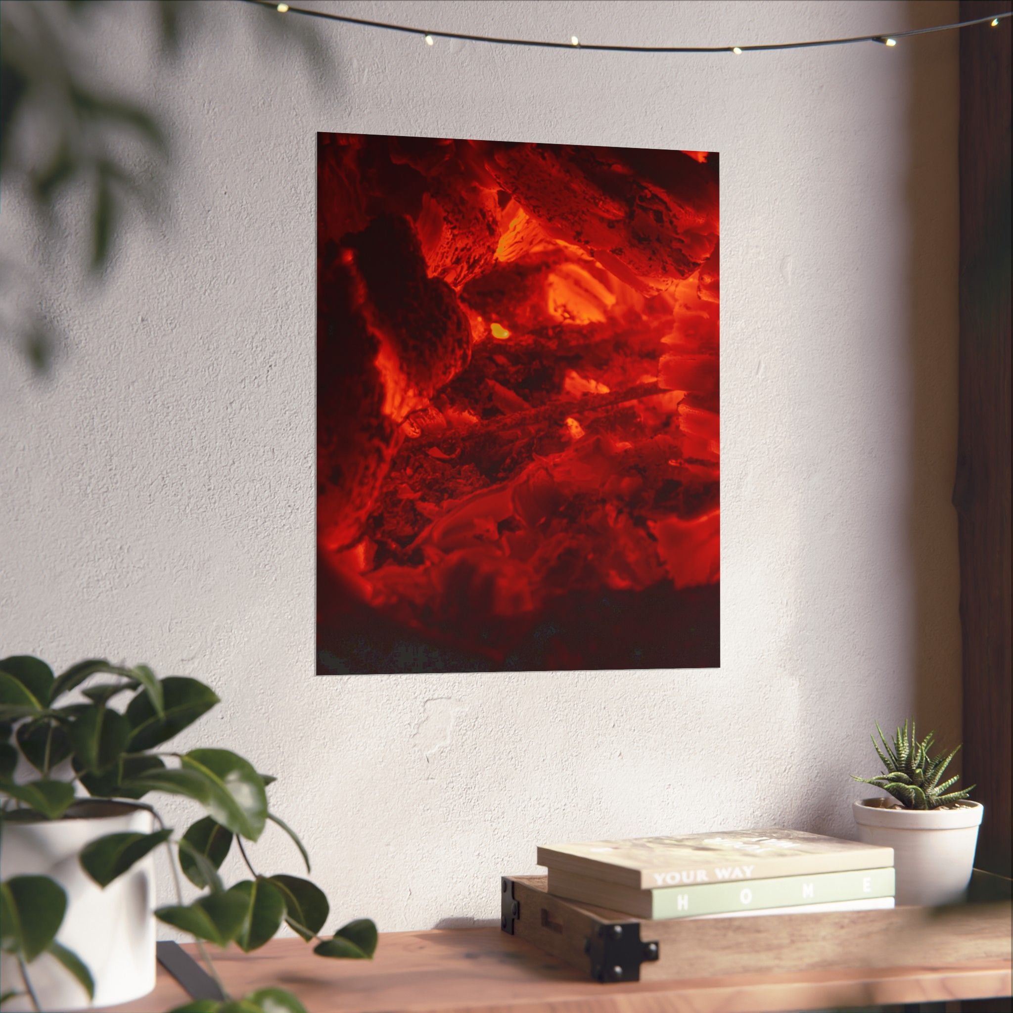 Molten Ember Matte Vertical Poster — Fiery Red Abstract Wall Art