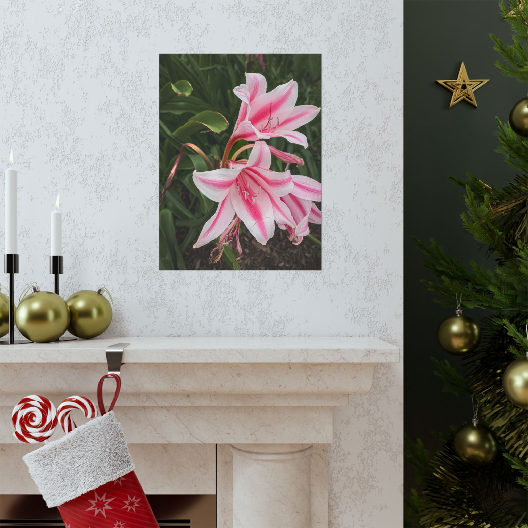 Pink Lily Botanical Matte Poster — Vertical Floral Wall Art