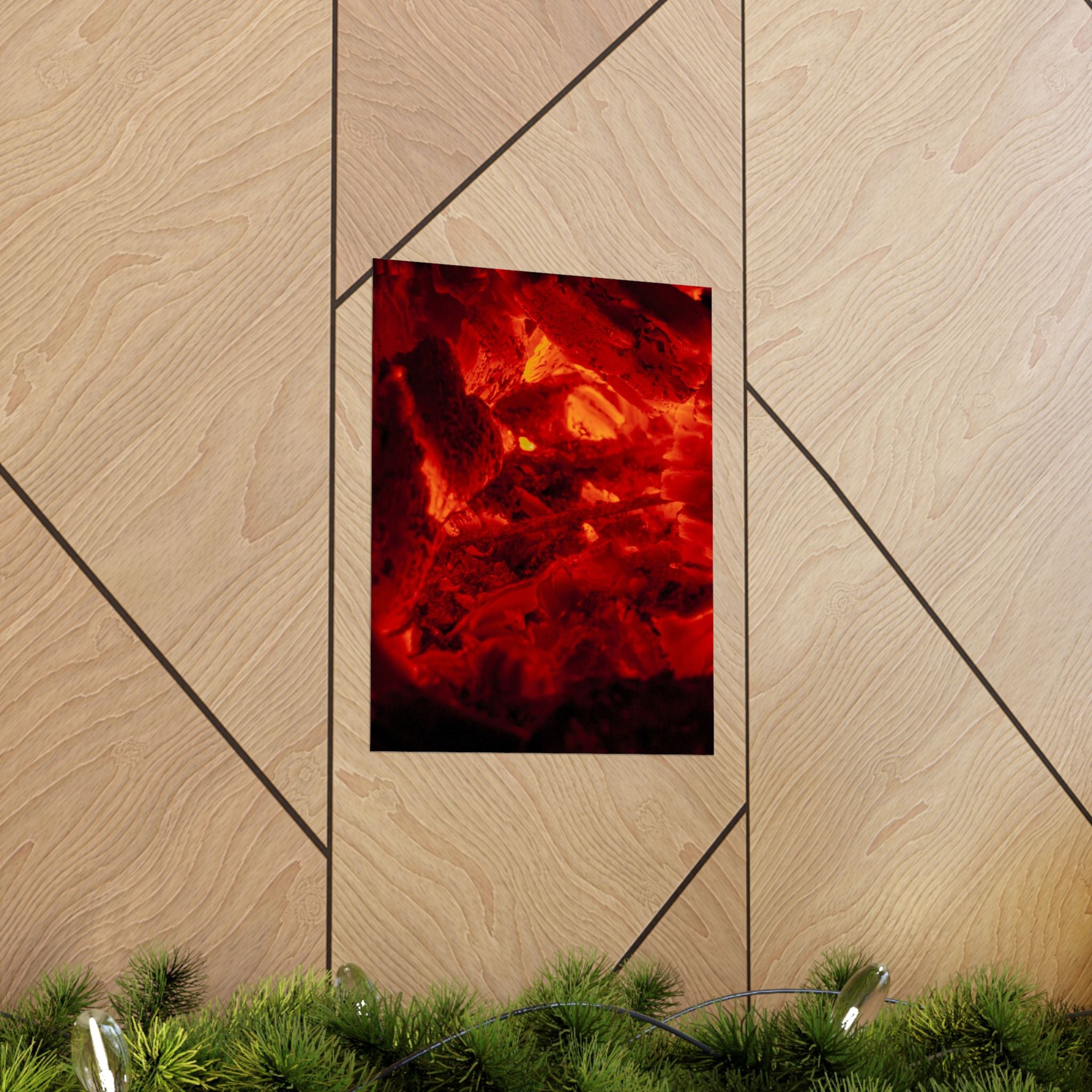 Molten Ember Matte Vertical Poster — Fiery Red Abstract Wall Art