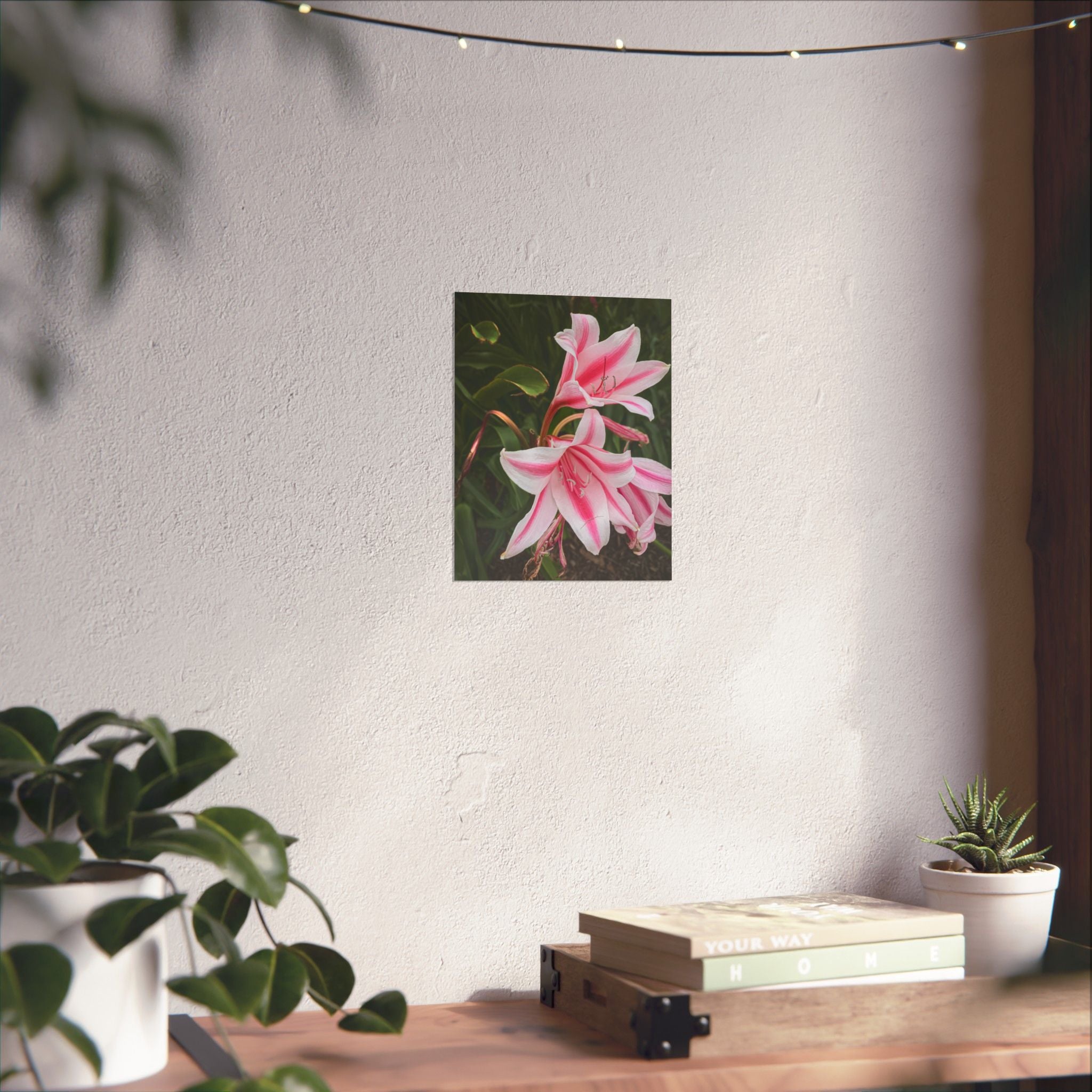 Pink Lily Botanical Matte Poster — Vertical Floral Wall Art