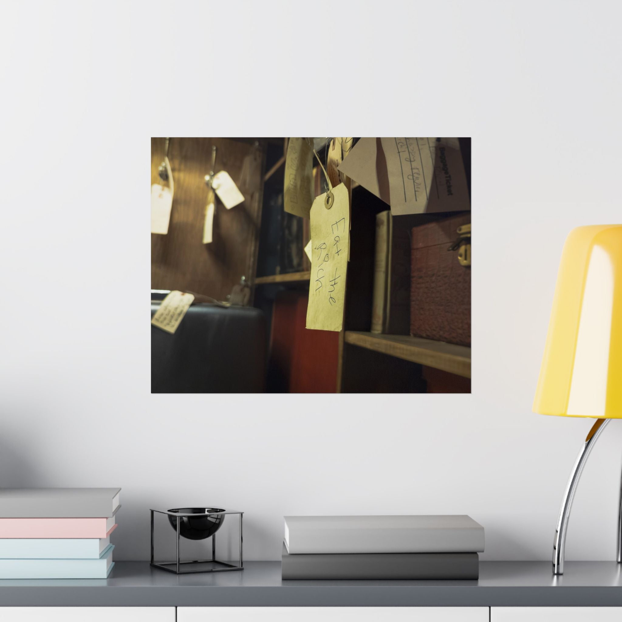 Vintage Luggage Tag Photo Poster (Eat The Rich) — Matte Horizontal Wall Art