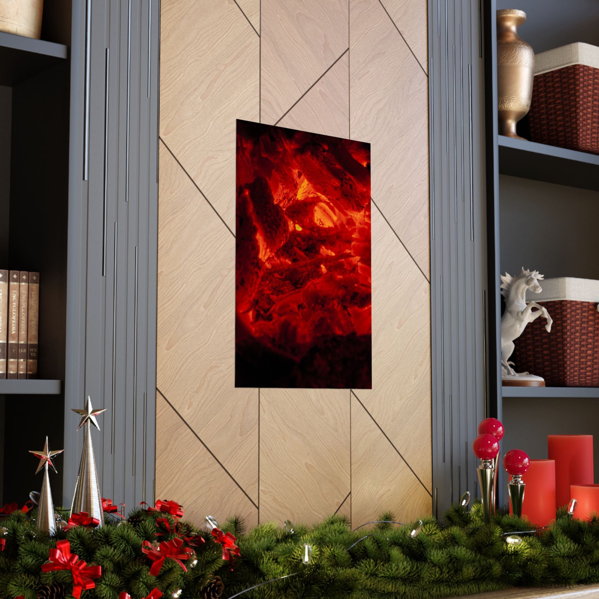 Molten Ember Matte Vertical Poster — Fiery Red Abstract Wall Art