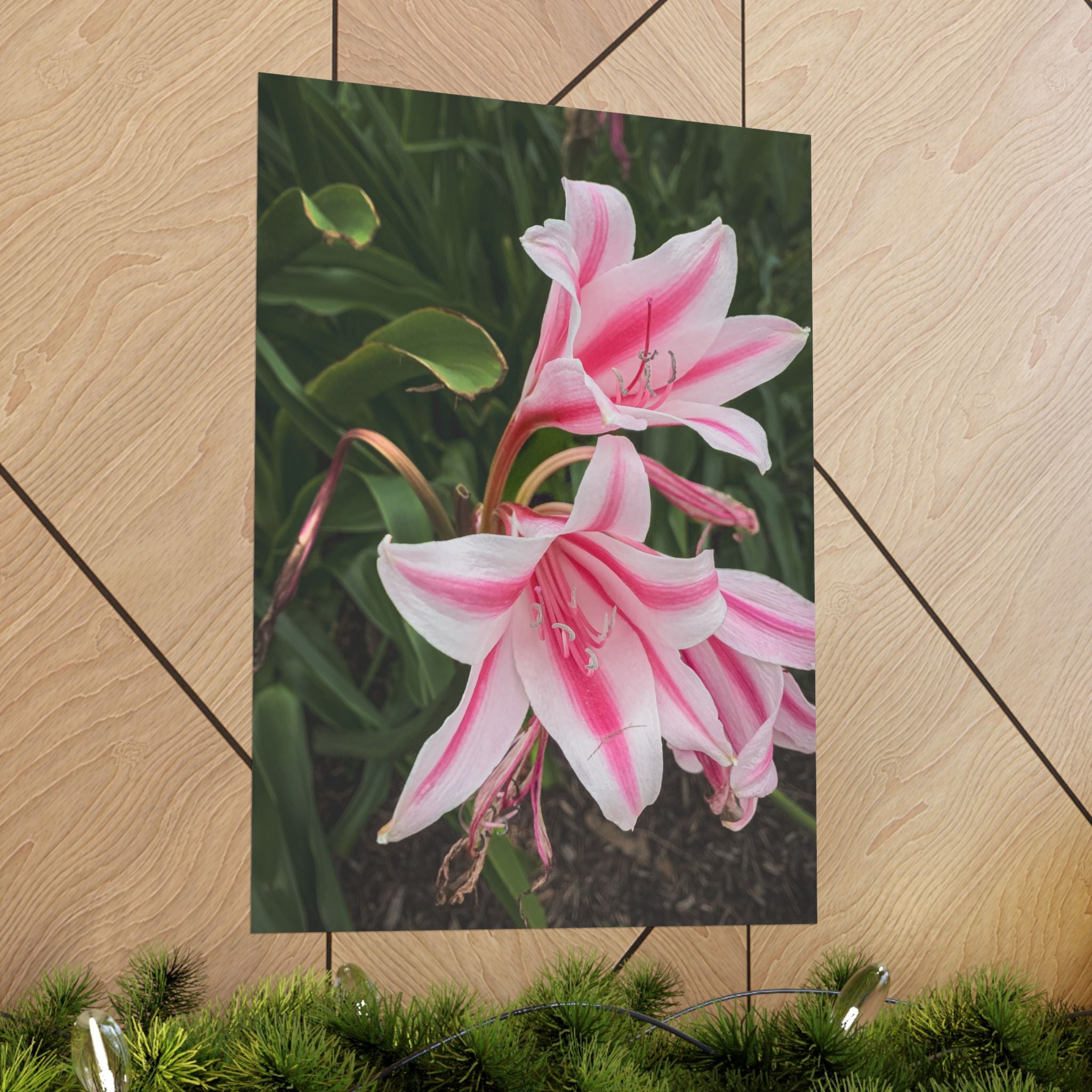 Pink Lily Botanical Matte Poster — Vertical Floral Wall Art