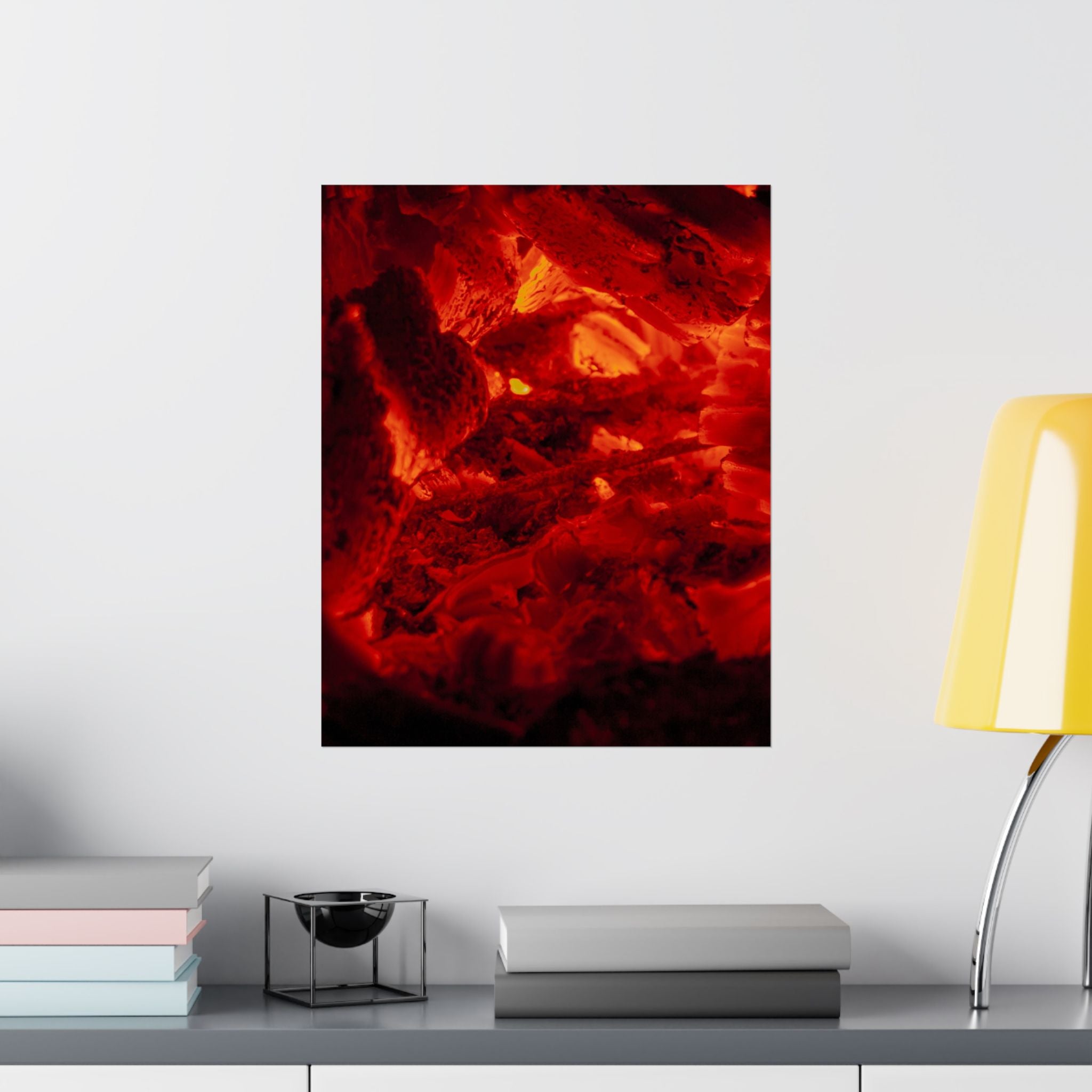 Molten Ember Matte Vertical Poster — Fiery Red Abstract Wall Art