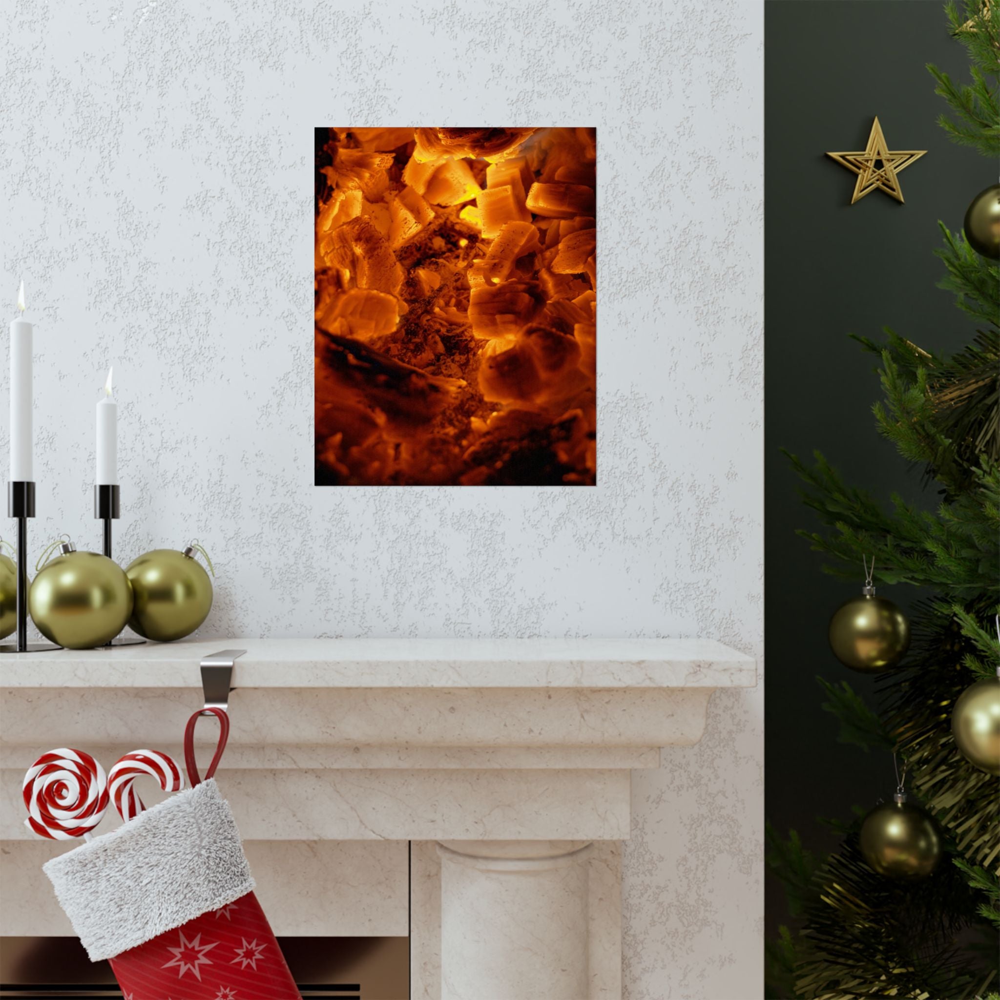 Embers Close-Up Matte Poster — Fiery Abstract Wall Art
