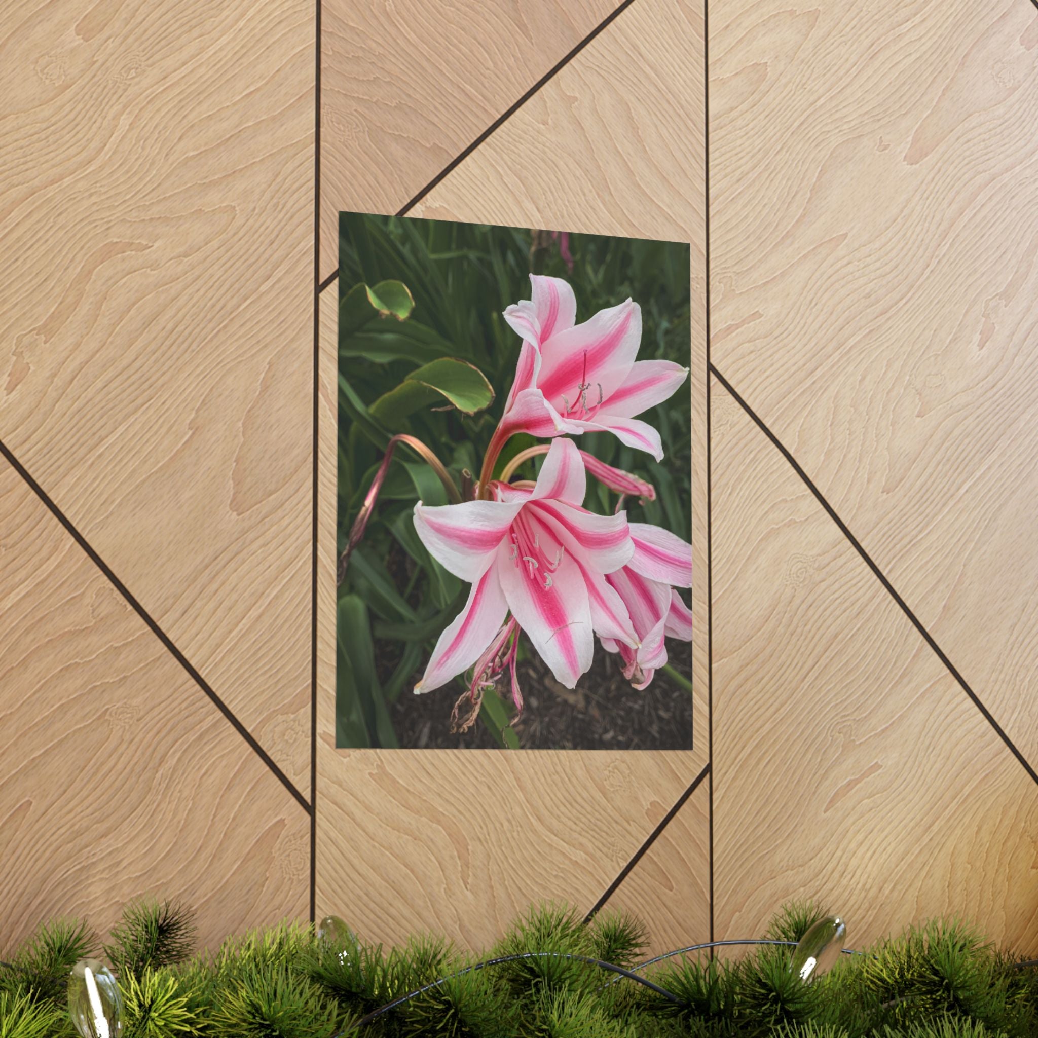 Pink Lily Botanical Matte Poster — Vertical Floral Wall Art
