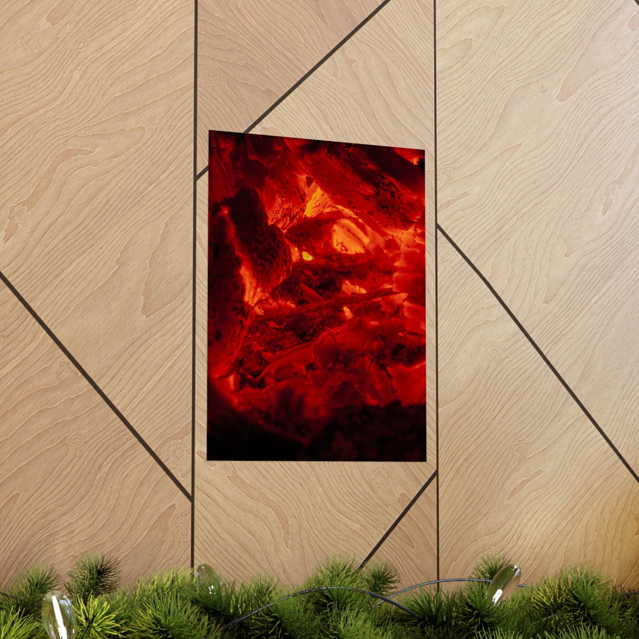Molten Ember Matte Vertical Poster — Fiery Red Abstract Wall Art