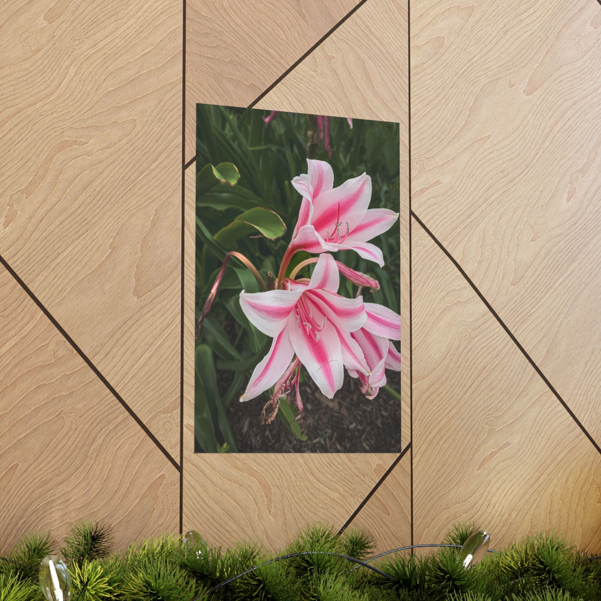 Pink Lily Botanical Matte Poster — Vertical Floral Wall Art