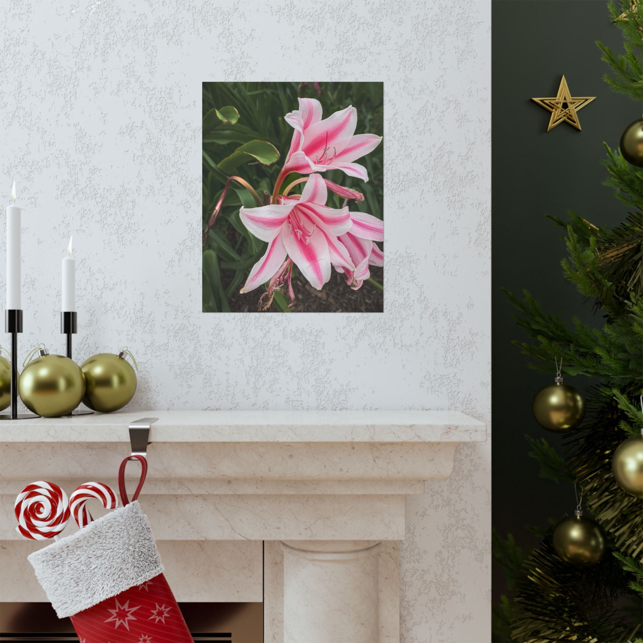 Pink Lily Botanical Matte Poster — Vertical Floral Wall Art