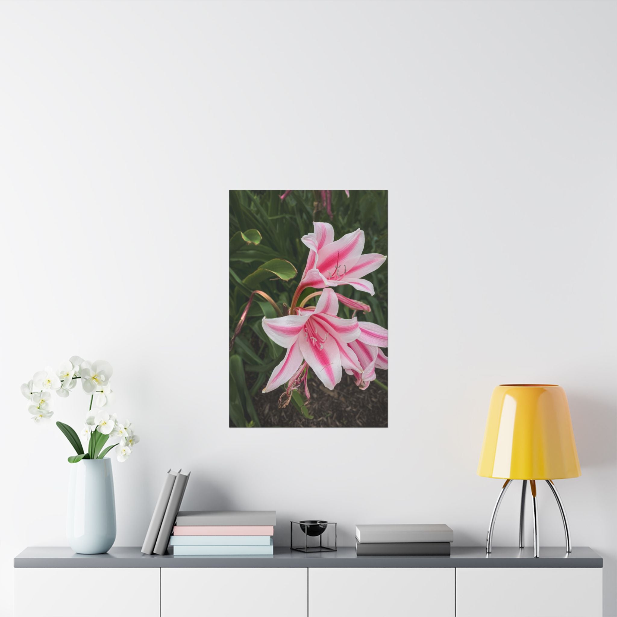 Pink Lily Botanical Matte Poster — Vertical Floral Wall Art